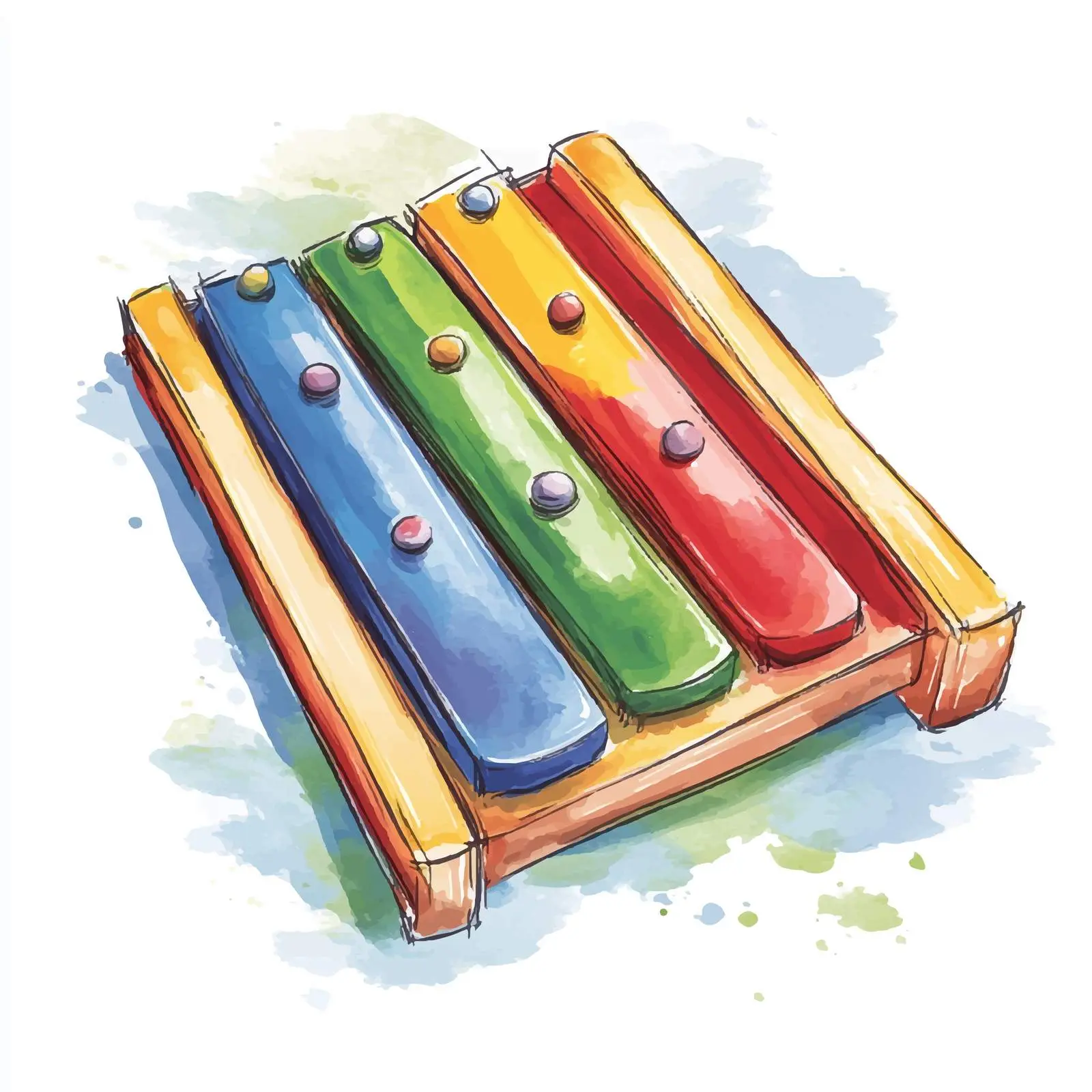 Colorful Hand-Drawn Toy Xylophone Watercolor — free download from Dotvec