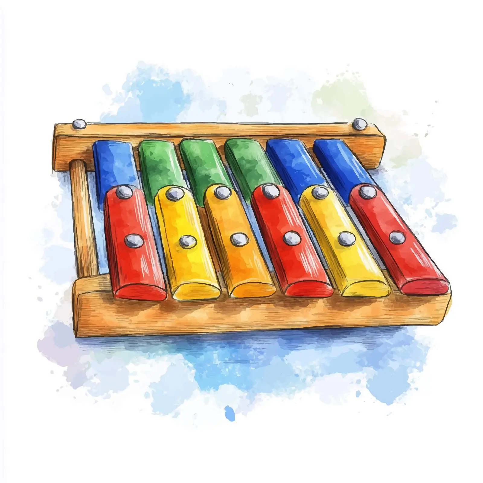 Colorful Hand-Drawn Sketch of Toy Xylophone — free download from Dotvec