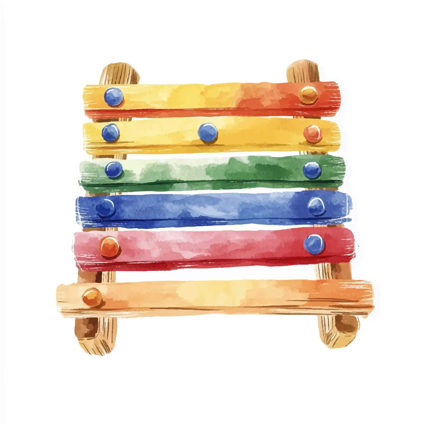 Colorful Hand-Drawn Watercolor Toy Xylophone — free download from Dotvec