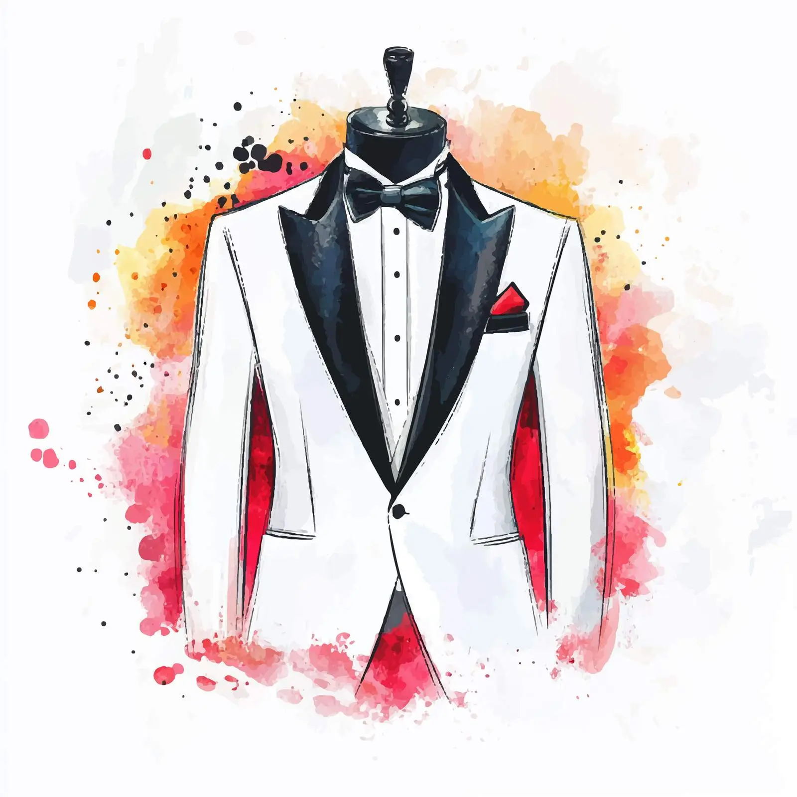 Colorful Hand-Drawn Tuxedo Wedding Accessory – free tuxedo image from Dotvec
