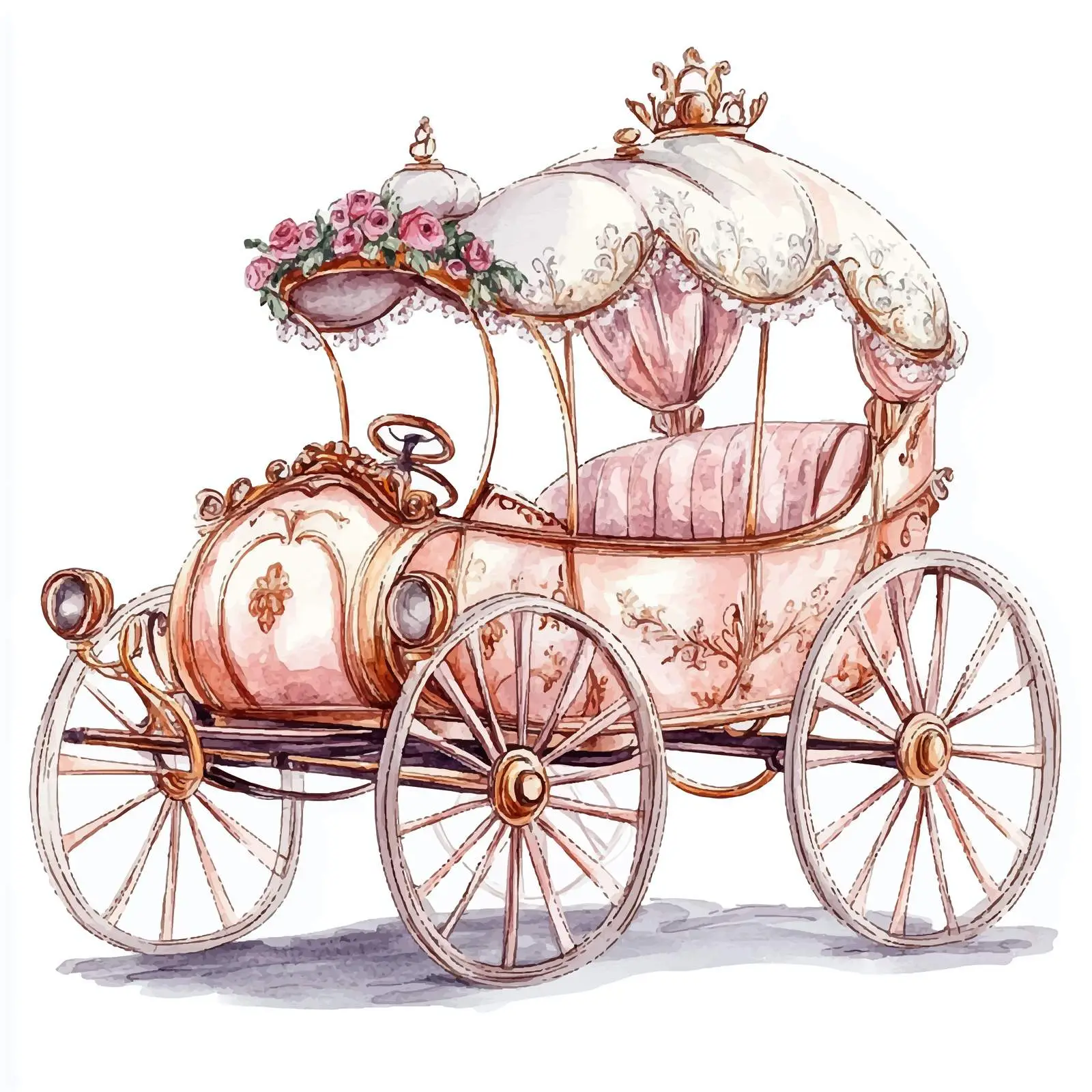 Colorful Hand-Drawn Wedding Carriage Illustration — free download from Dotvec