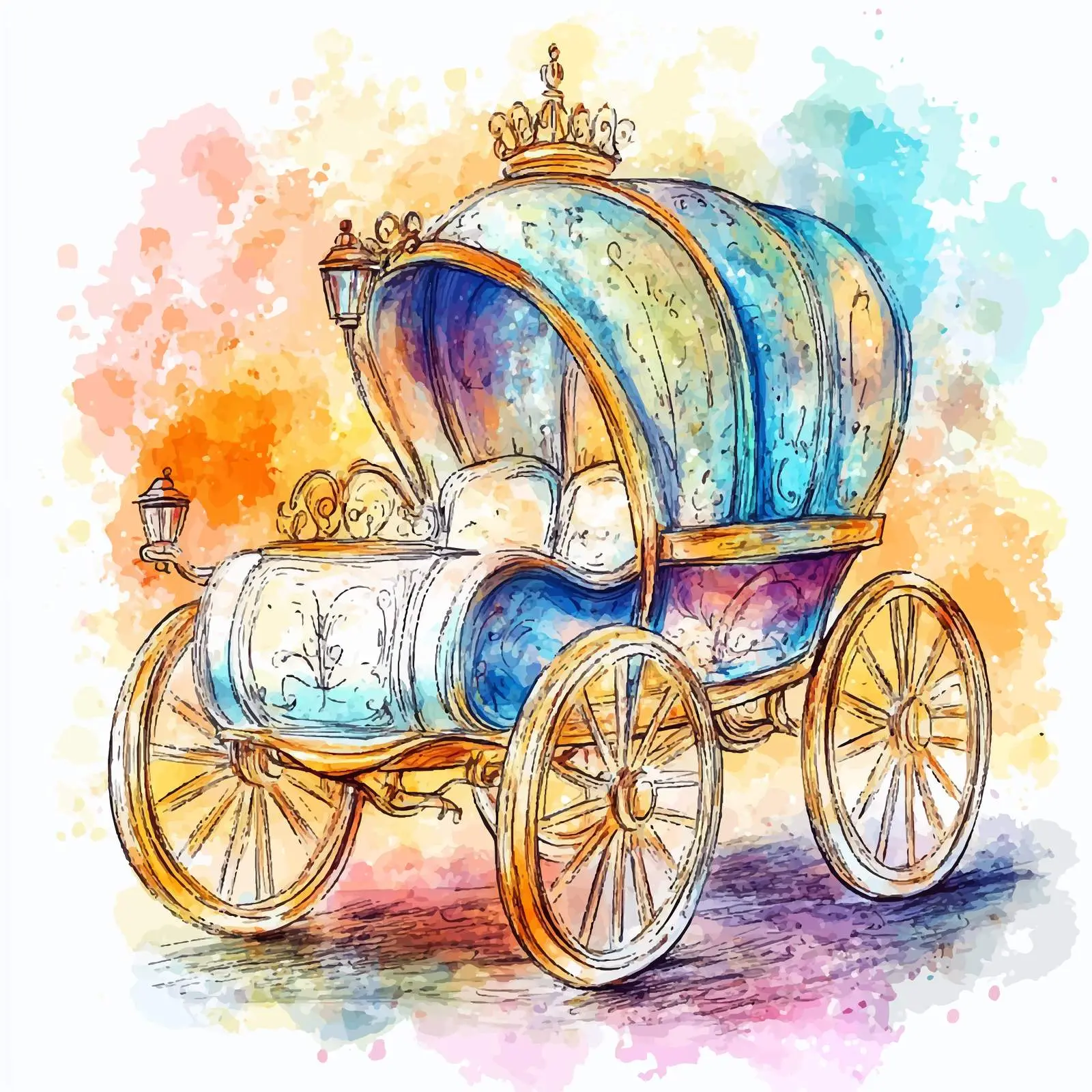 Colorful Hand-Drawn Wedding Carriage Vector – free nuptial image from Dotvec