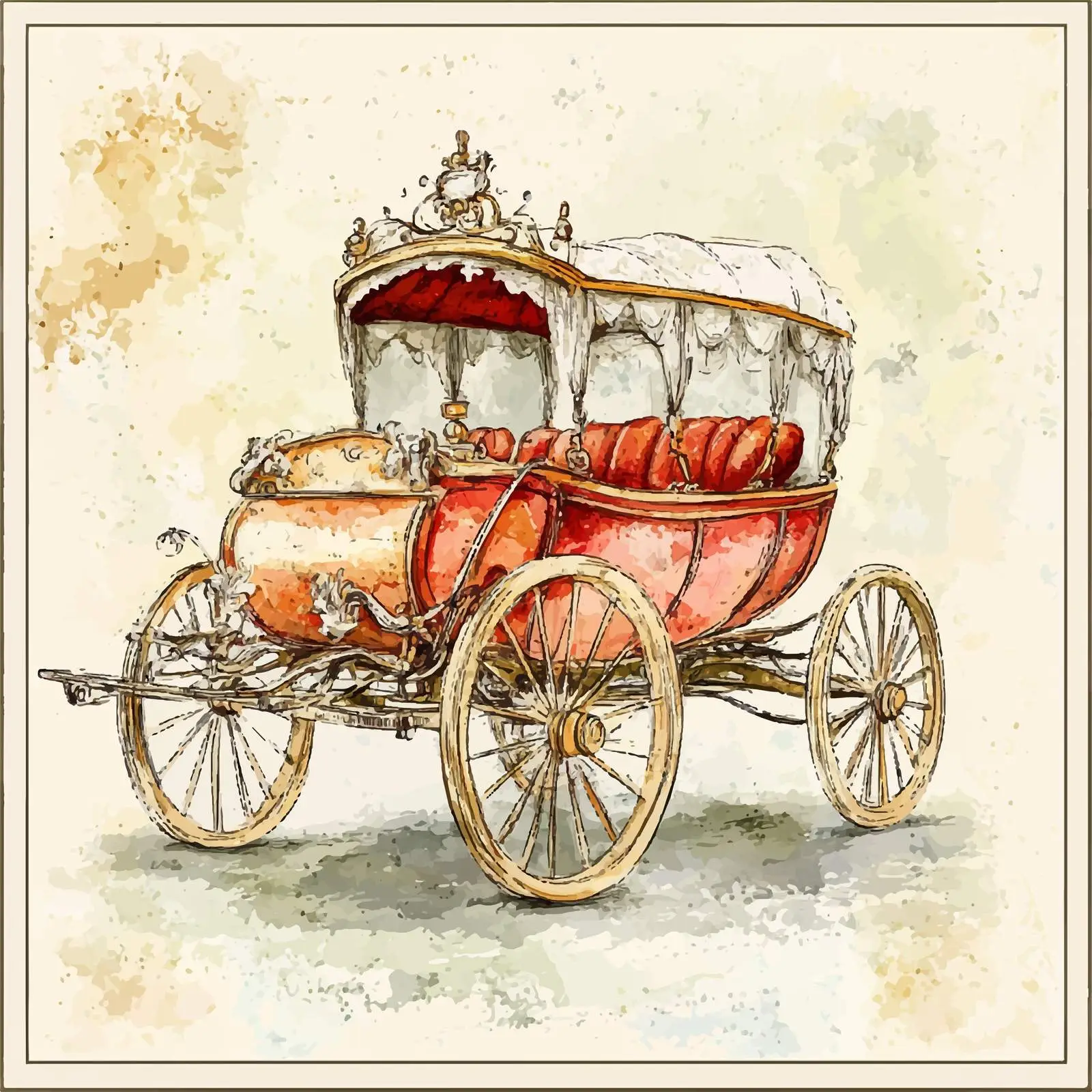 Colorful Hand-Drawn Wedding Carriage Sketch — free download from Dotvec