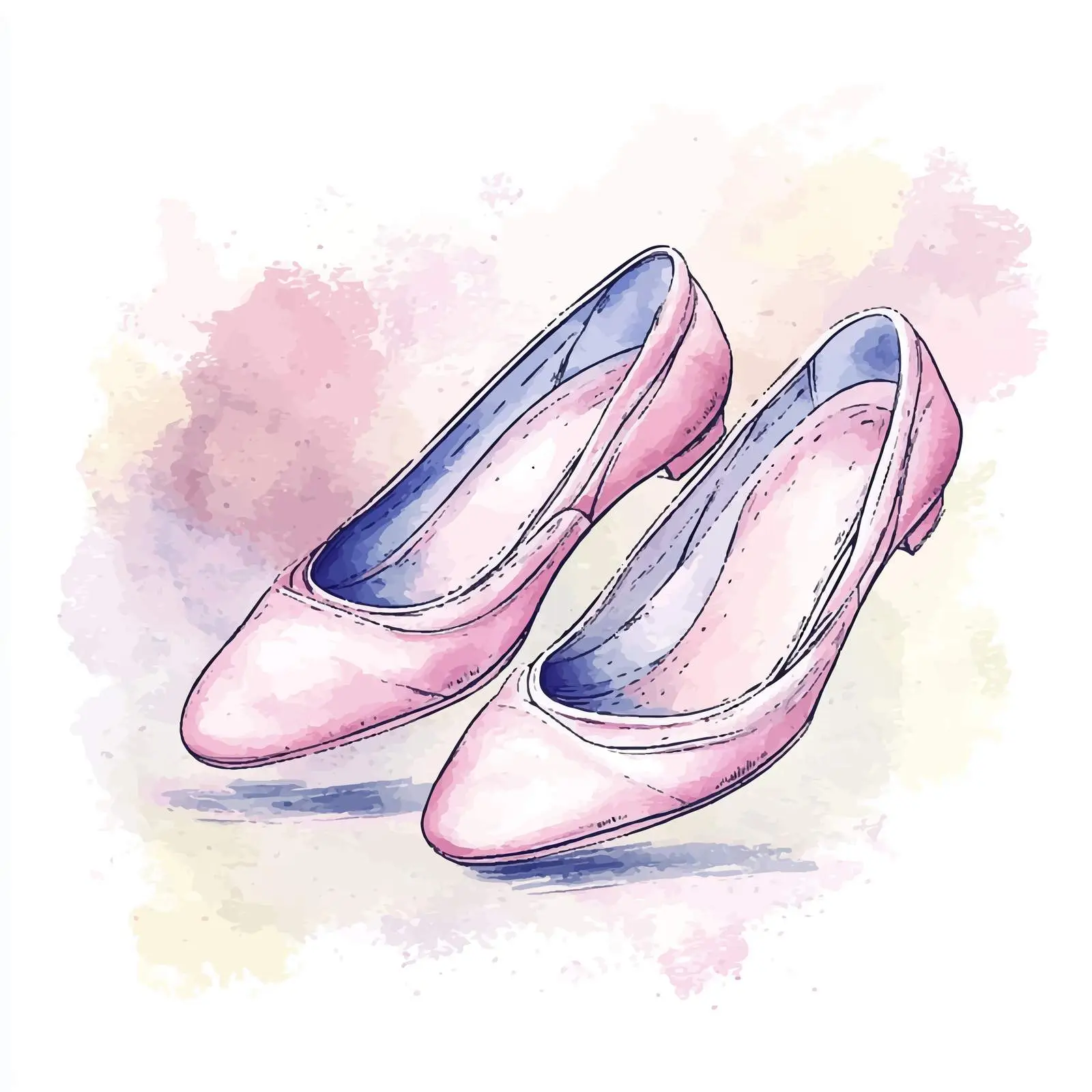Colorful Hand-Drawn Watercolor Women’s Ballerina Shoes — free download from Dotvec