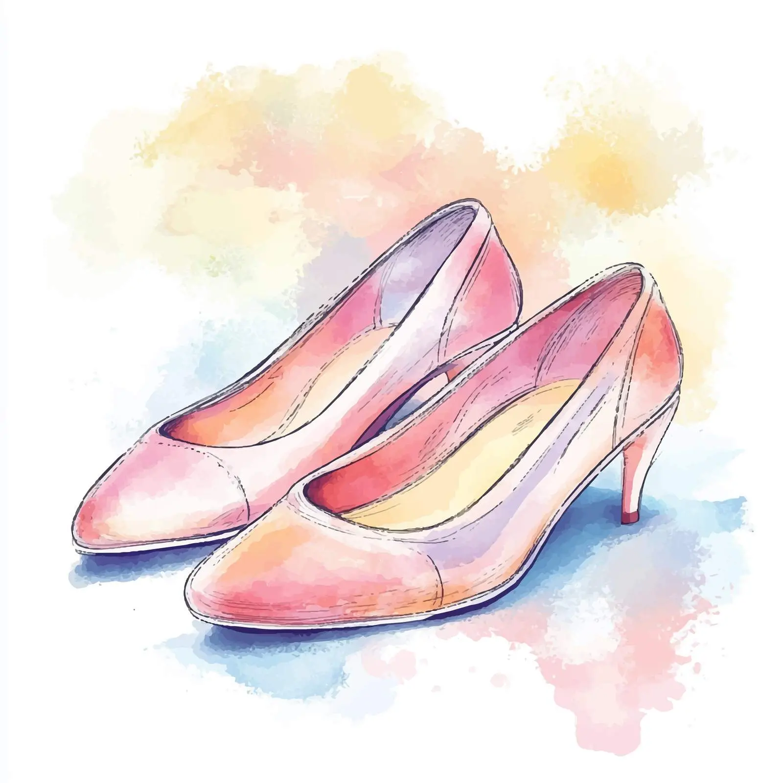 Colorful Hand-Drawn Watercolor Ballerina Shoes — free download from Dotvec
