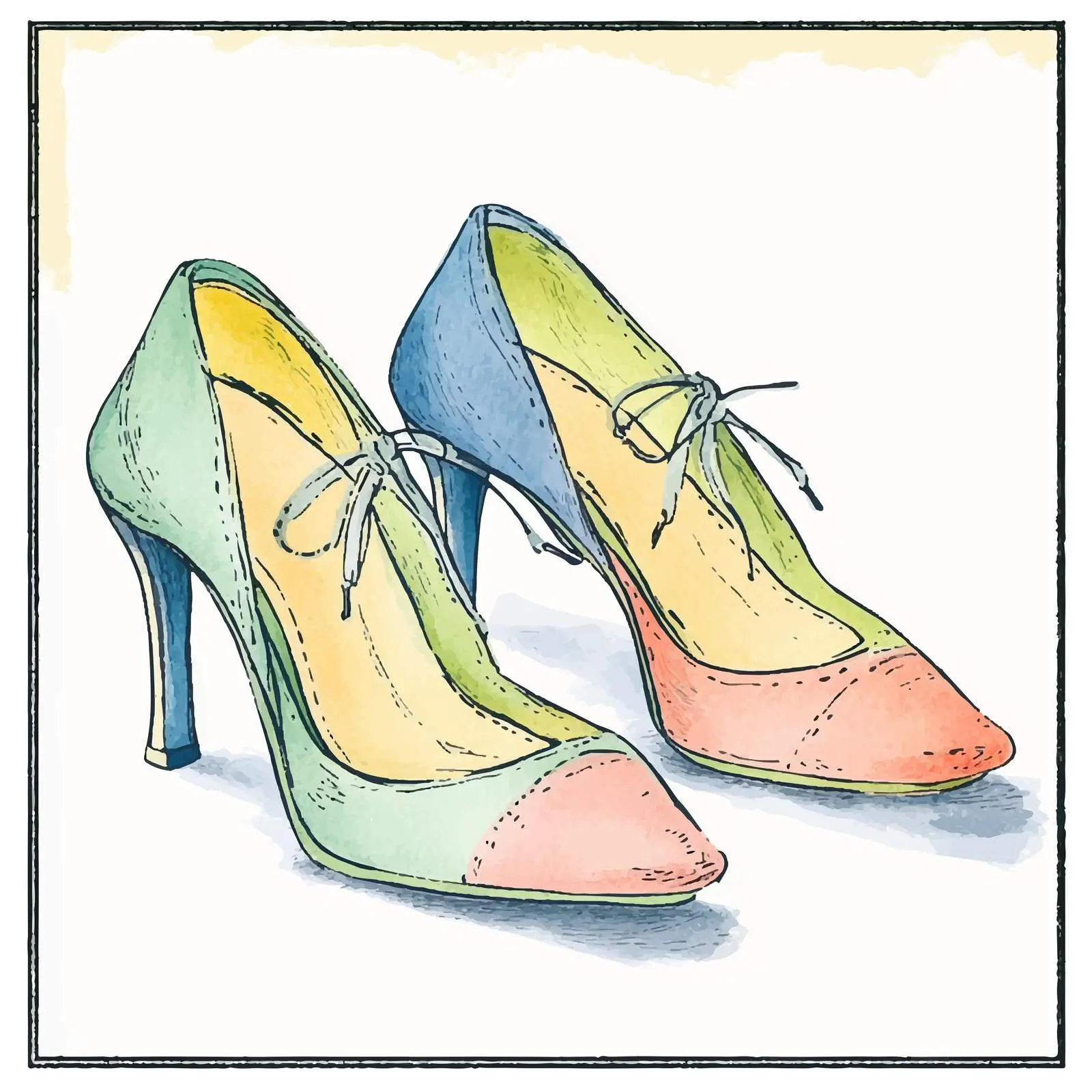 Hand-Drawn Watercolor Women's Shoes Illustration — free download from Dotvec