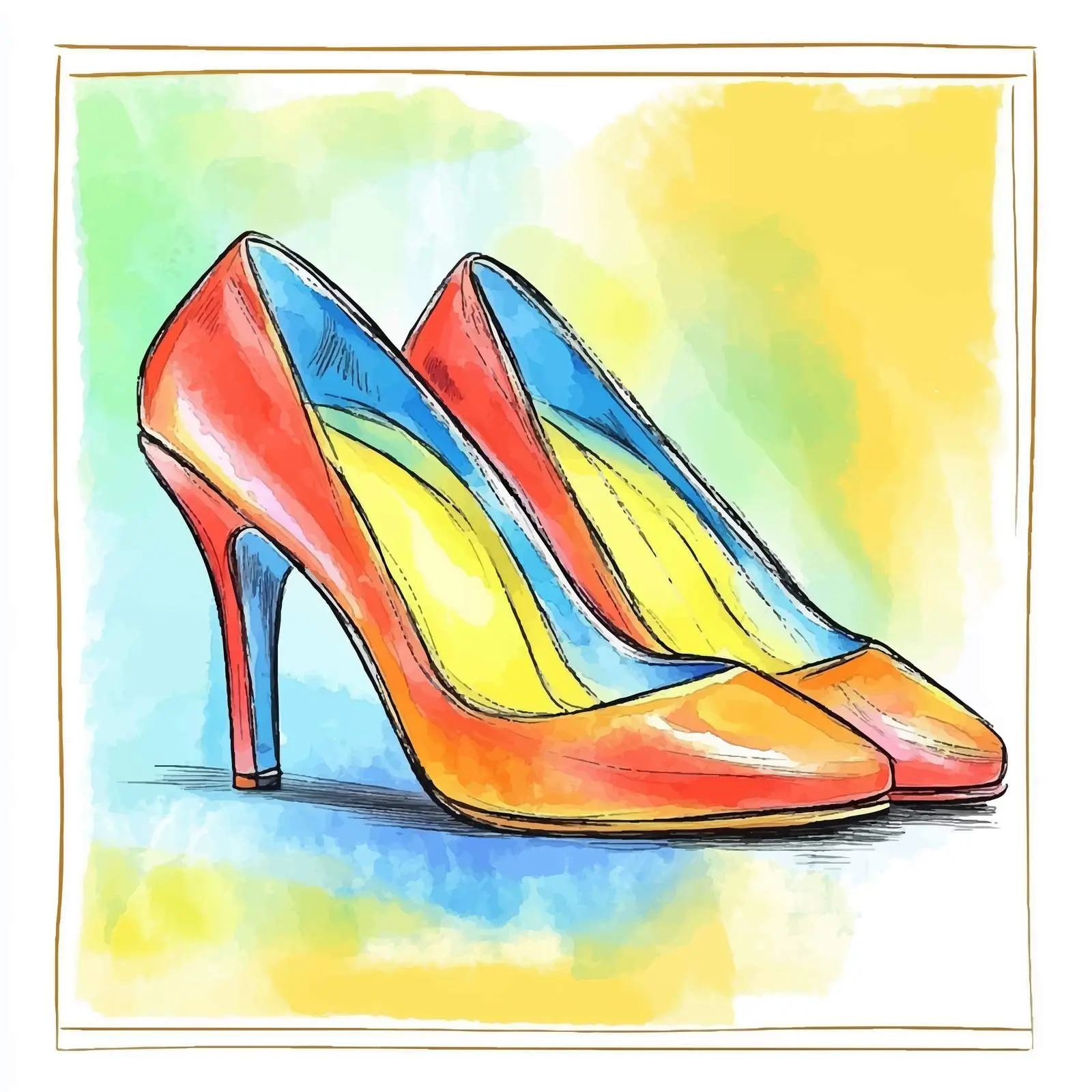 Colorful Hand-Drawn Women’s Shoe Sketch — free download from Dotvec