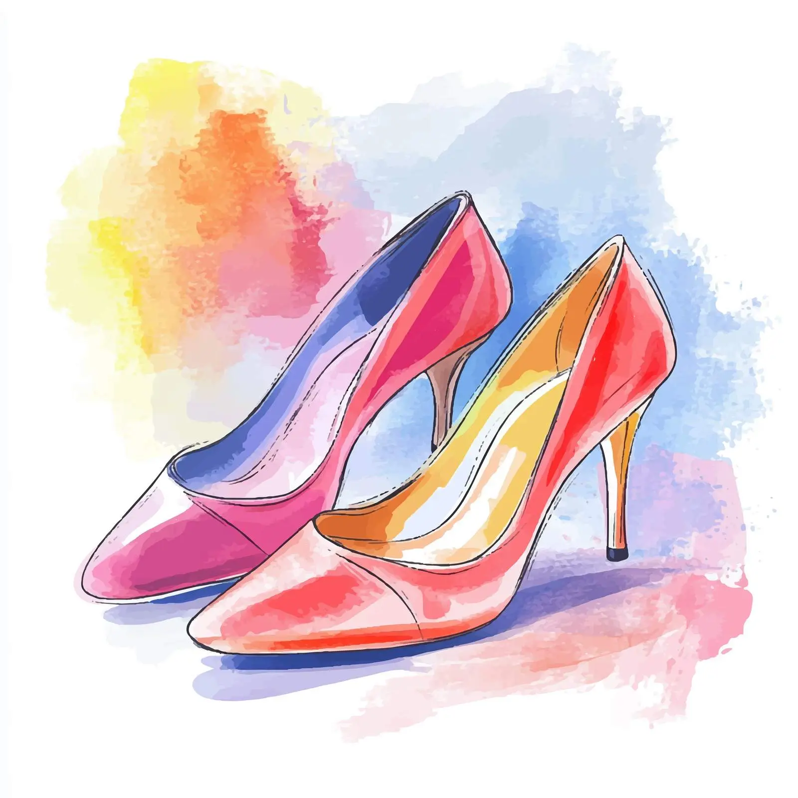 Hand-Drawn Watercolor Women's Shoes Vector Art — free download from Dotvec