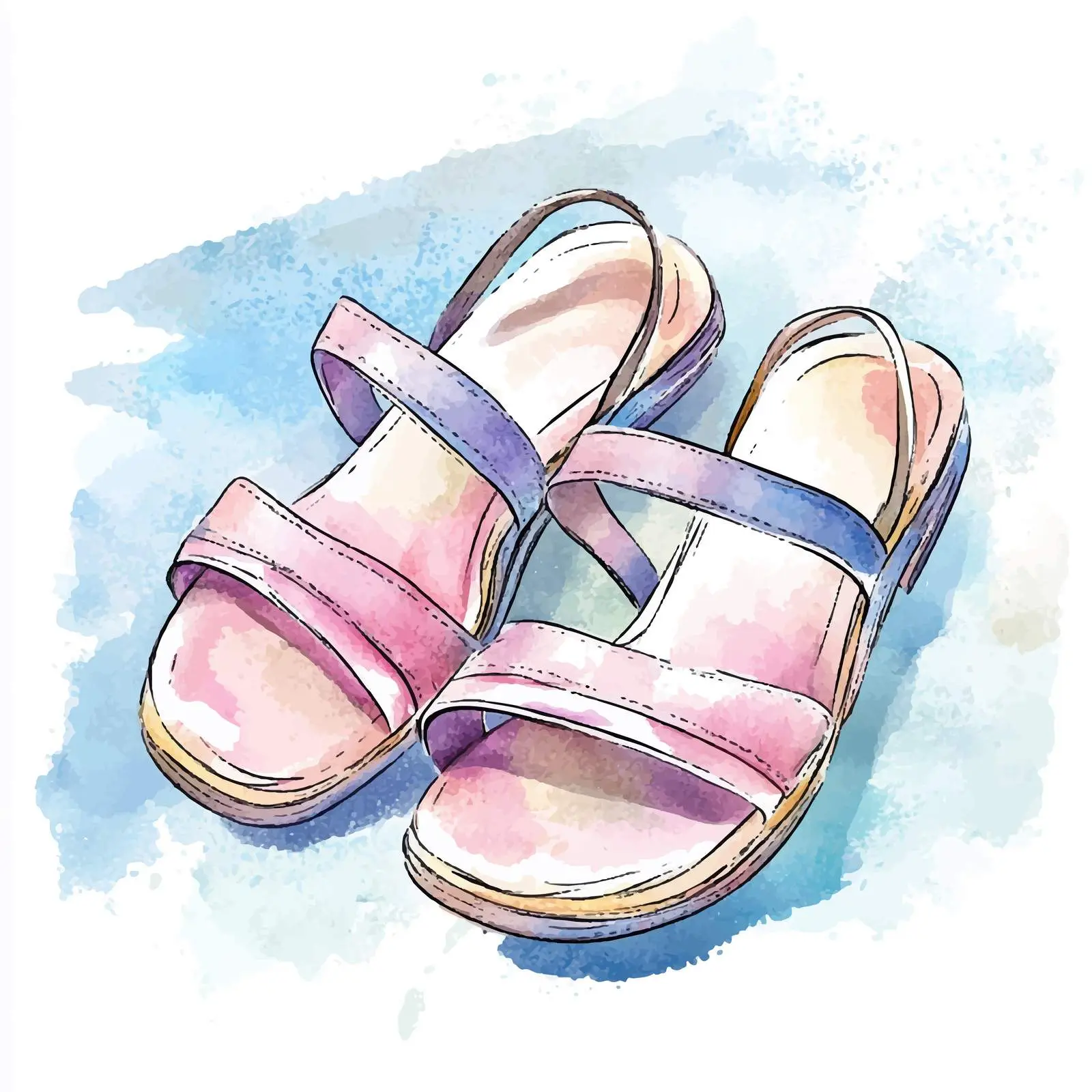 Colorful Hand-Drawn Watercolor Women Shoes — free download from Dotvec