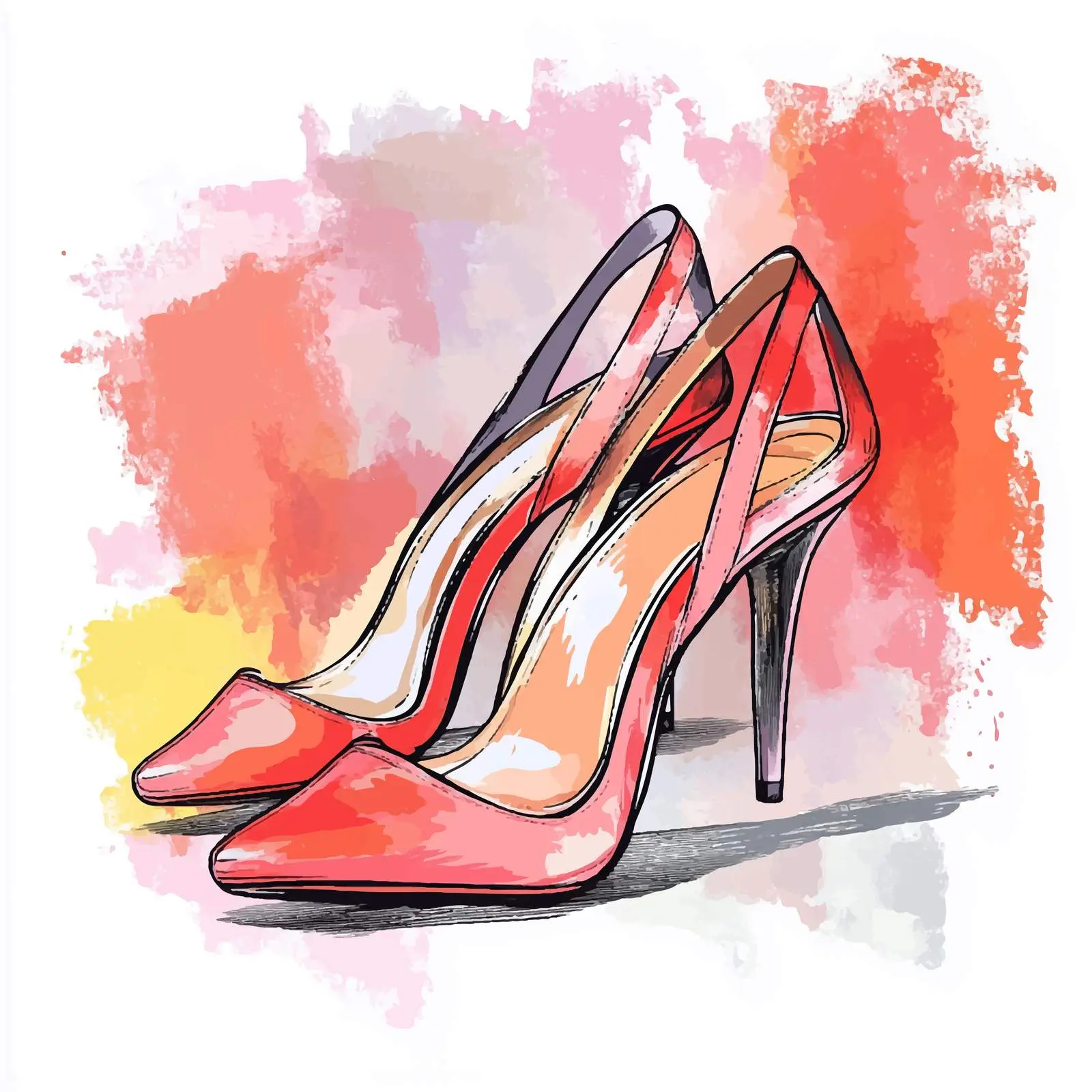 Colorful Hand-Drawn Watercolor Women’s Shoes – free trendy shoes image from Dotvec