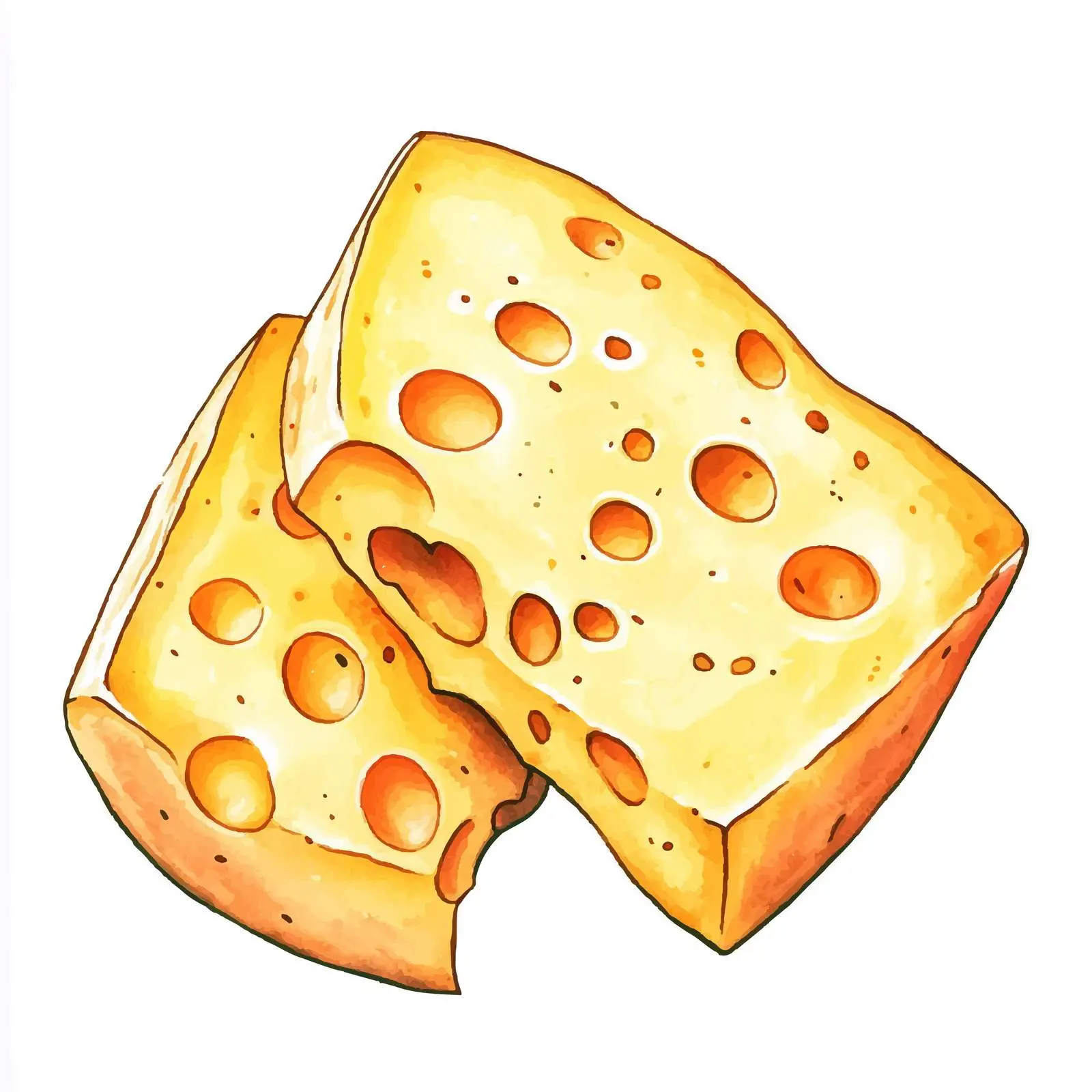 Colorful Hand-Drawn Watercolor Yellow Cheese Sketch — free download from Dotvec