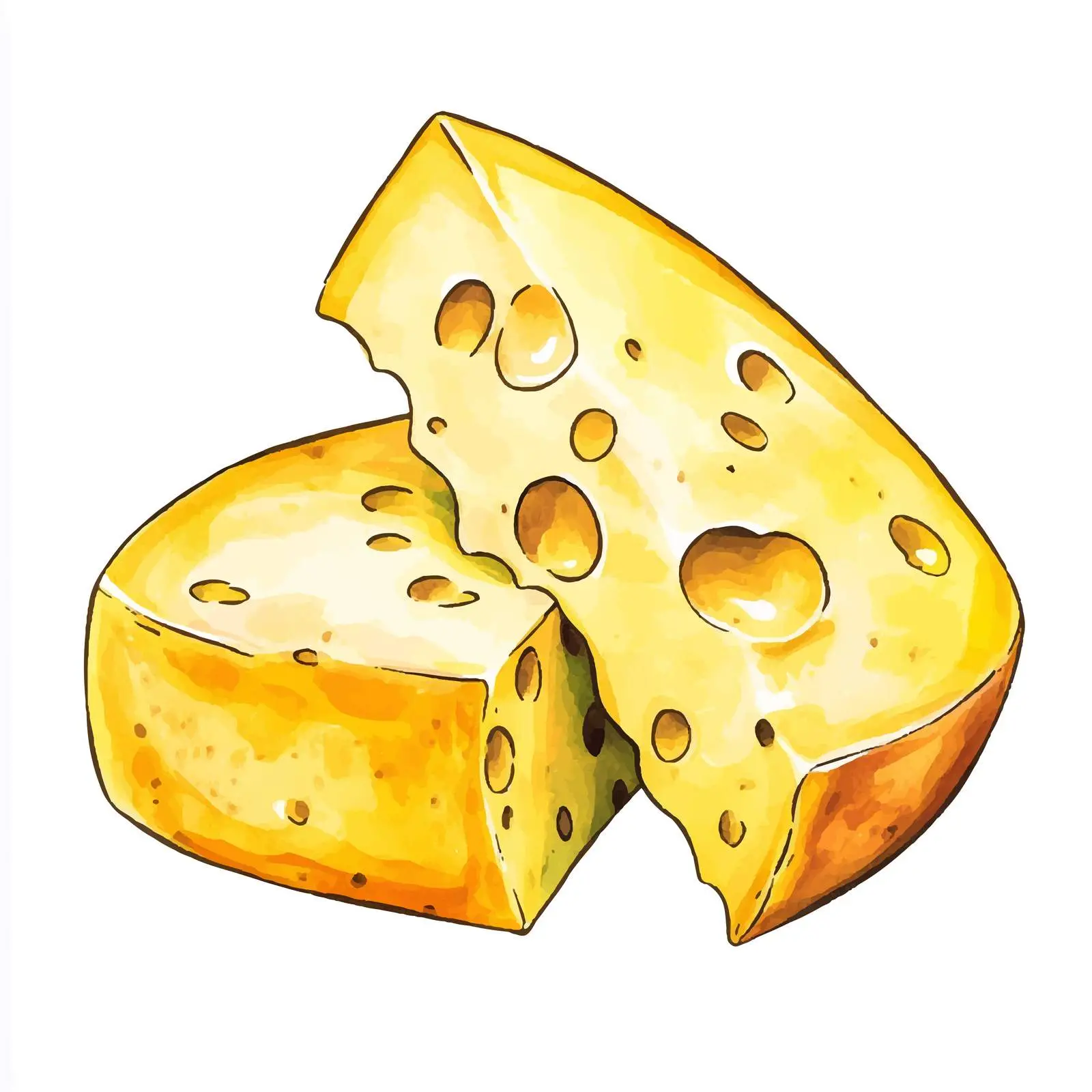 Colorful Hand-Drawn Yellow Cheese Watercolor Vector — free download from Dotvec