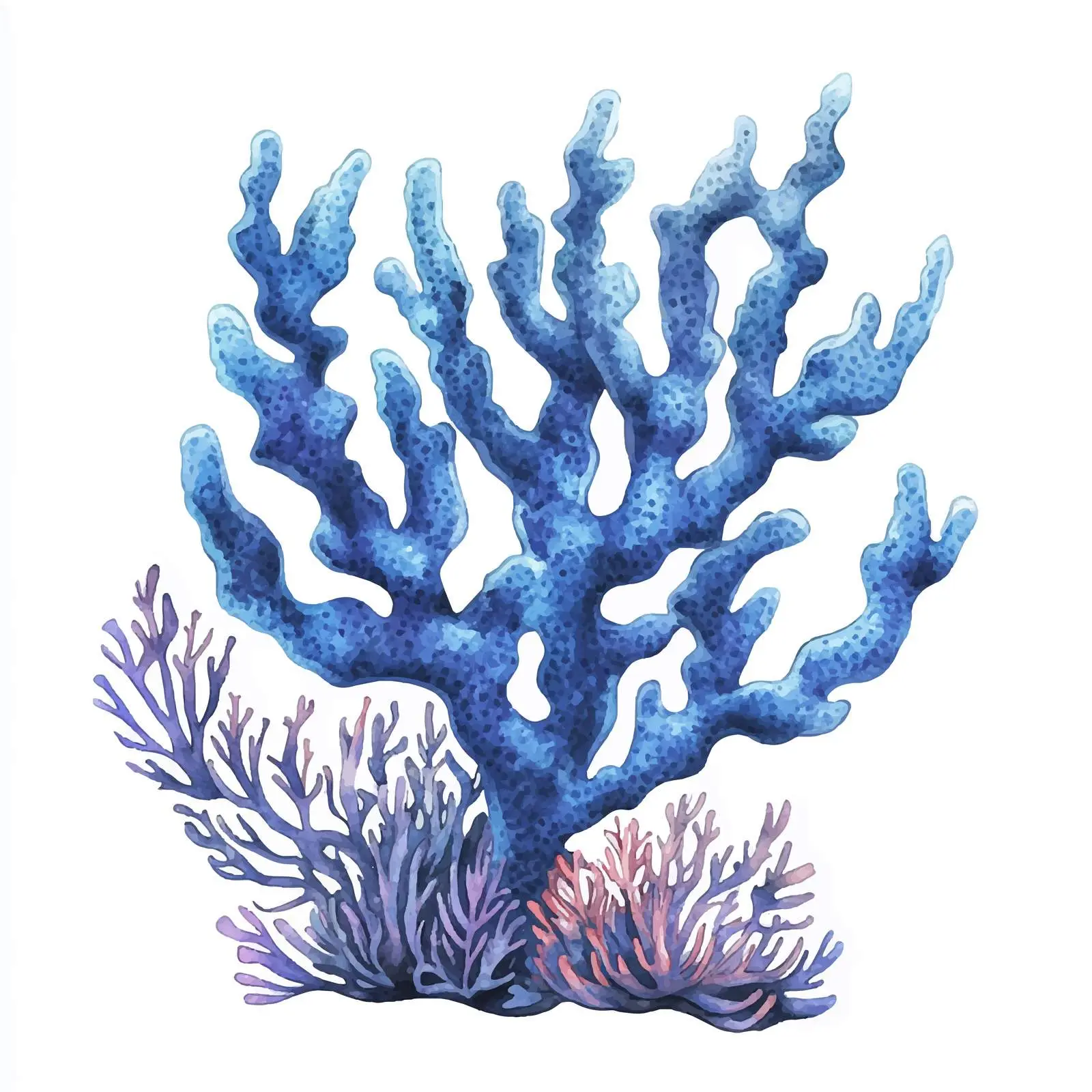 Colorful Blue Sea Coral Watercolor Sketch — free download from Dotvec