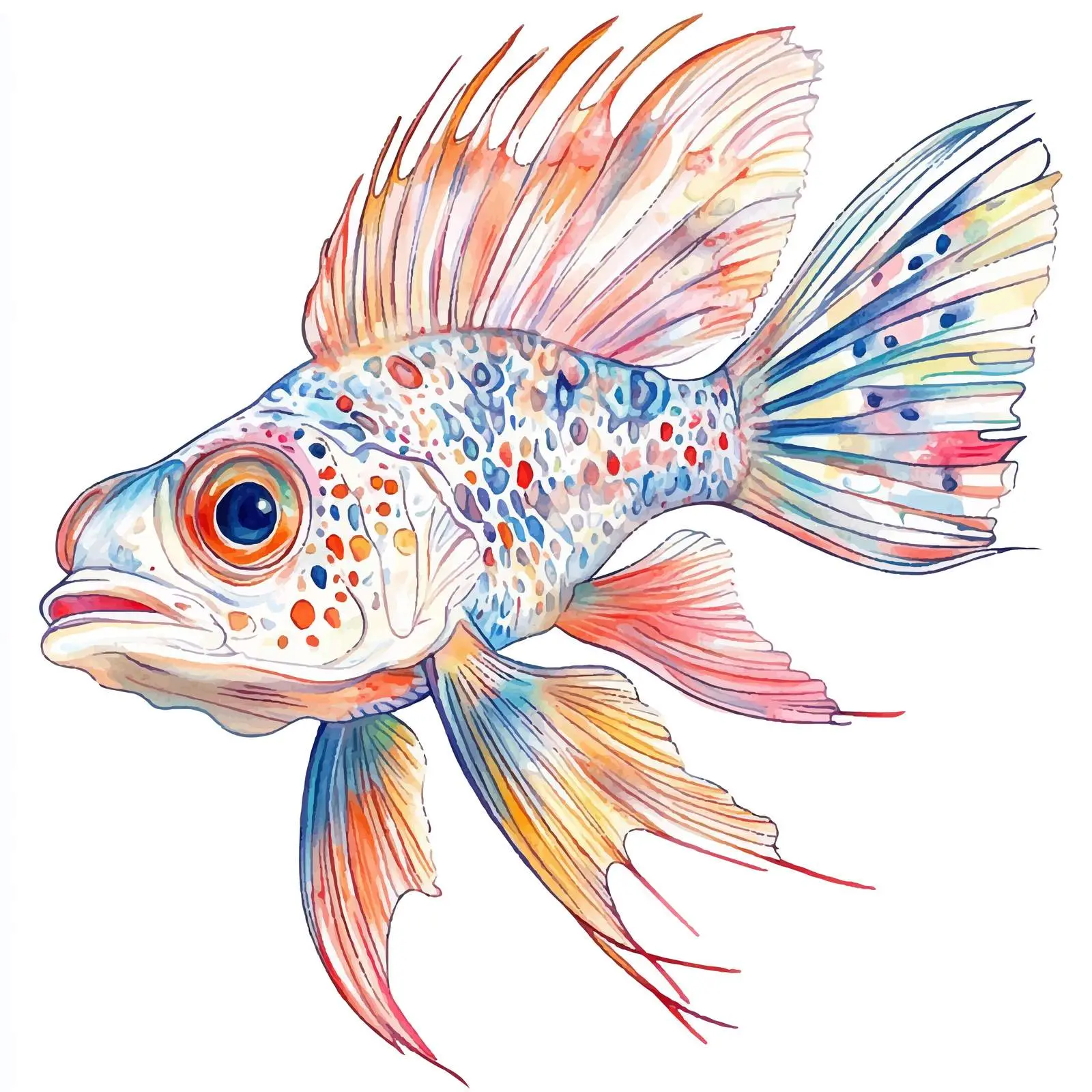 Colorful Watercolor Crampfish Sketch on White Background – free crampfish image from Dotvec