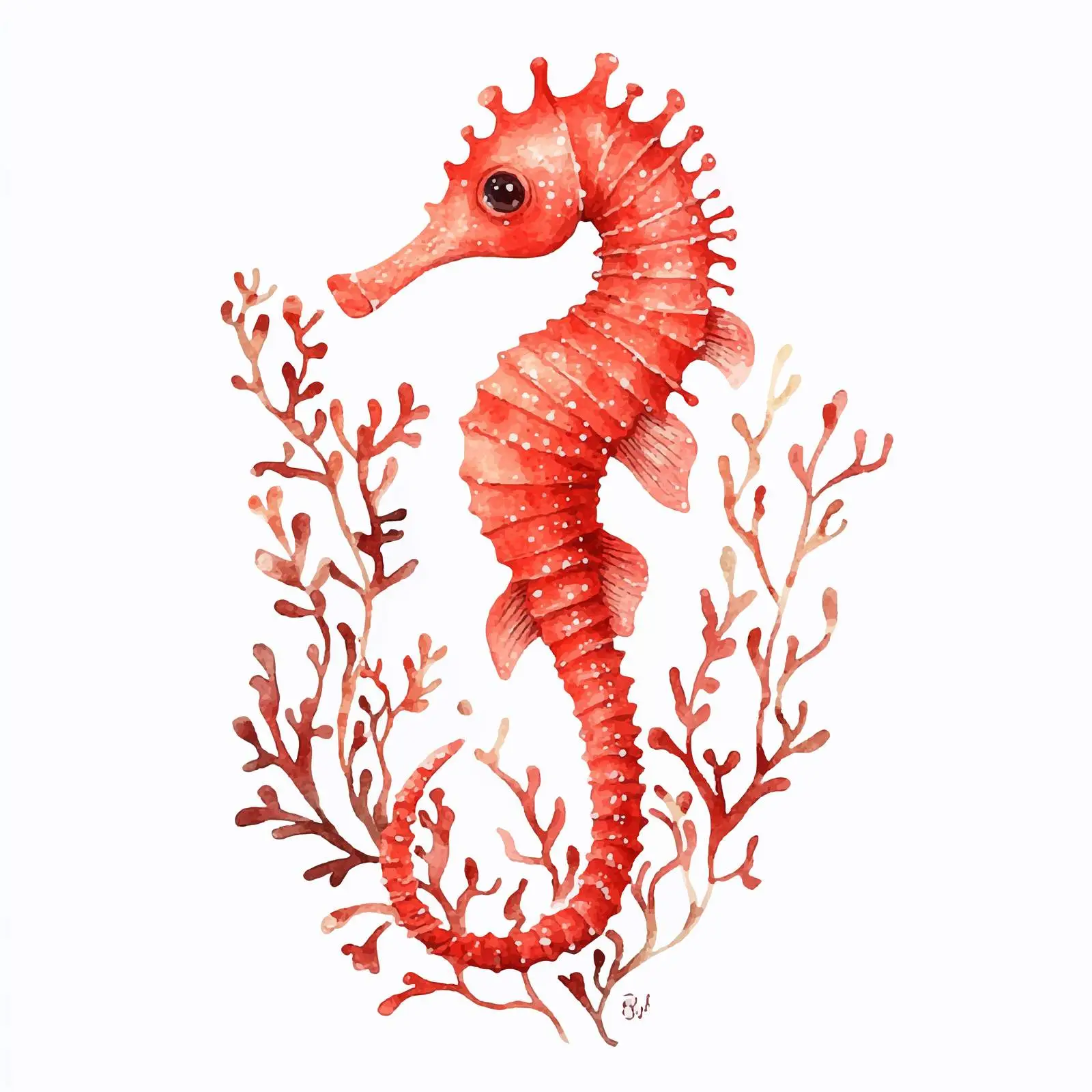 Colorful Watercolor Sea Animals and Plants Sketch — free download from Dotvec