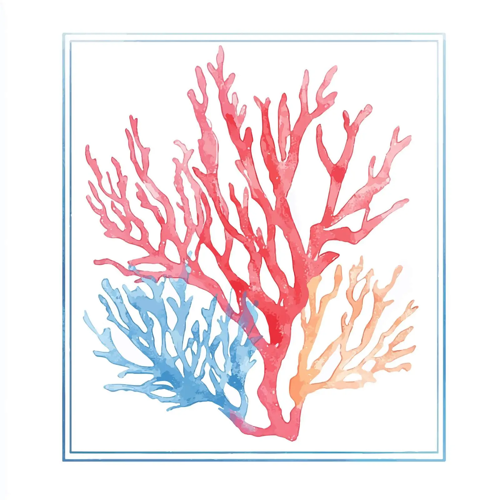 Colorful Watercolor Sea Coral Sketch — free download from Dotvec