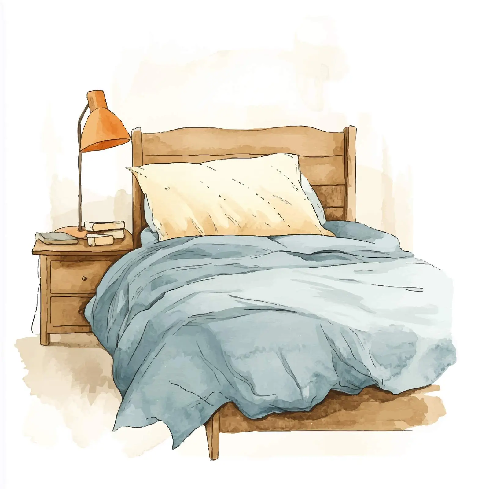 Colorful Hand-Drawn Watercolor Bed Lamp Sketch — free download from Dotvec