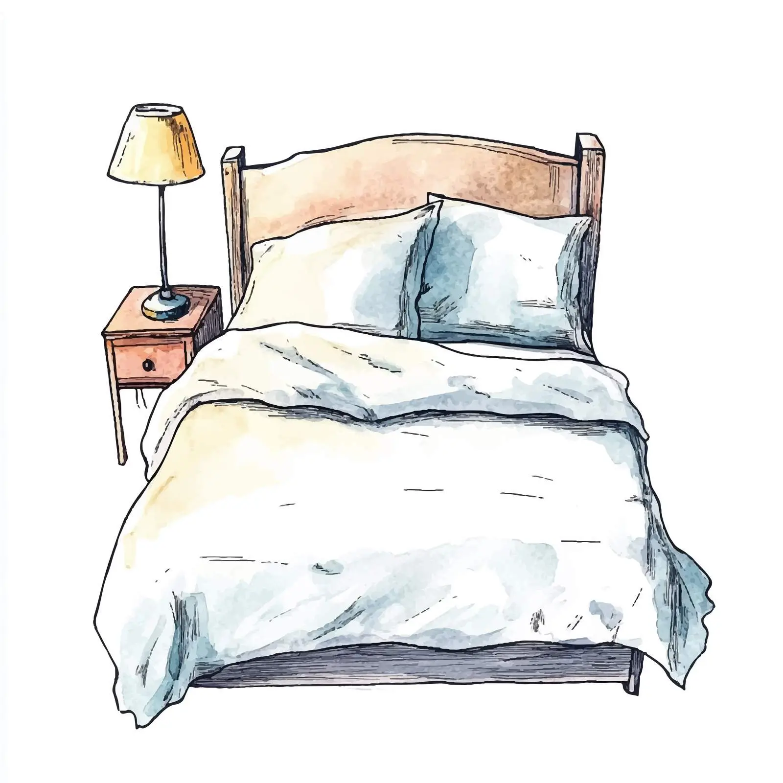 Colorful Hand-Drawn Watercolor Bed Lamp Sketch — free download from Dotvec
