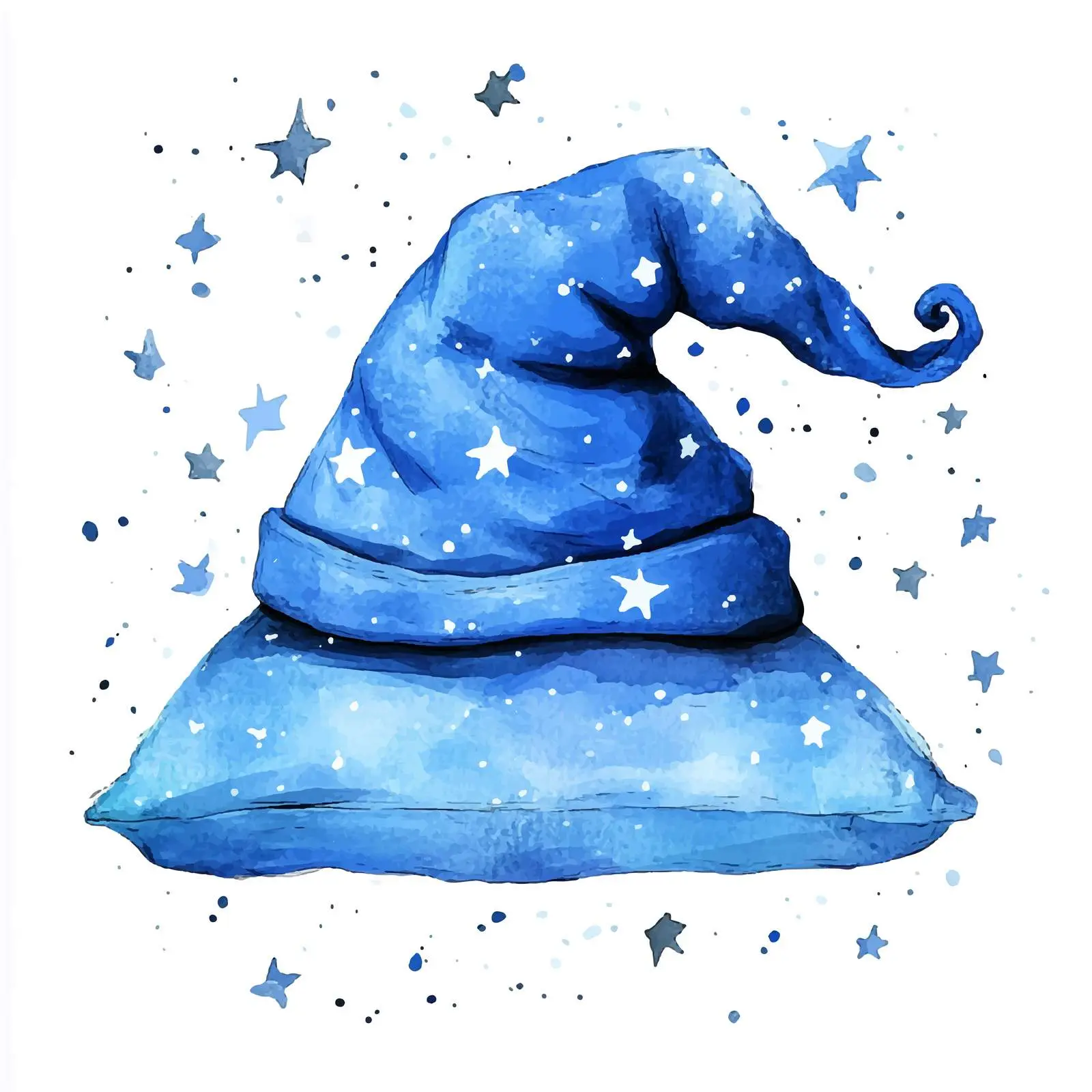 Hand-Drawn Blue Night Cap Watercolor Art — free download from Dotvec