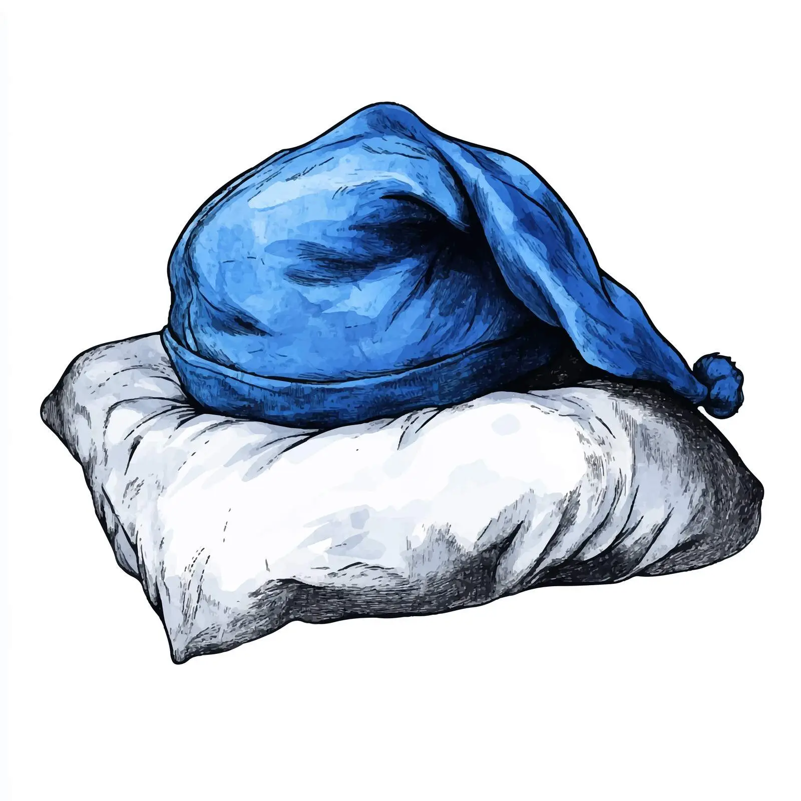 Hand-Drawn Blue Night Cap Watercolor Illustration — free download from Dotvec