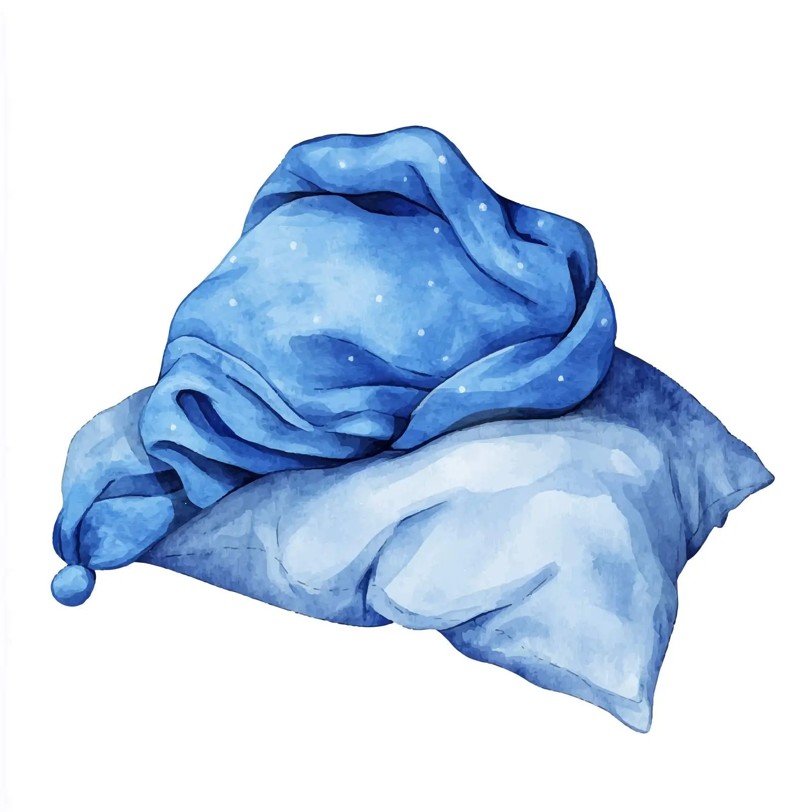 Hand-Drawn Blue Night Cap Watercolor Illustration — free download from Dotvec