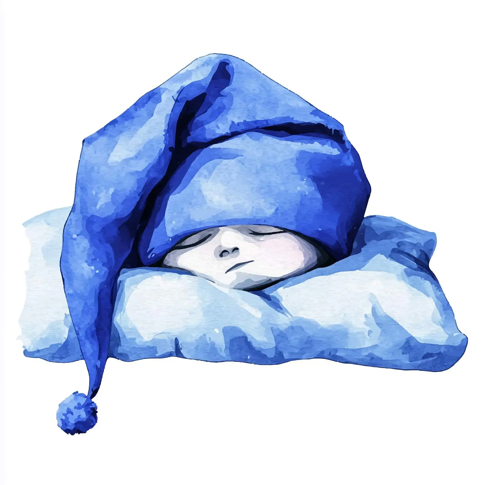 Blue Night Cap Watercolor Hand-Drawn Sketch — free download from Dotvec
