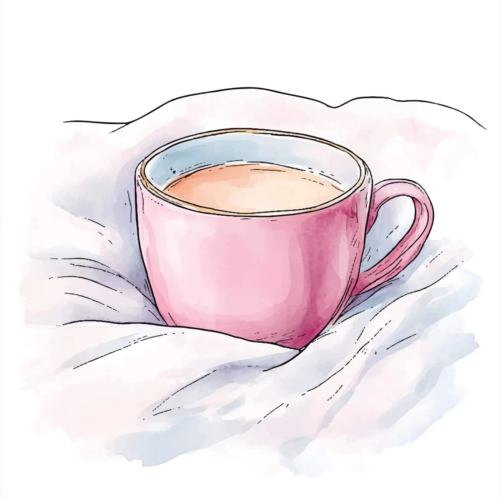 Hand-Drawn Watercolor Cup of Warm Pink Tea — free download from Dotvec