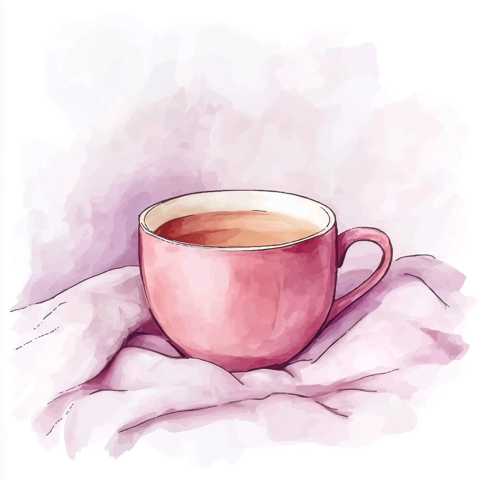 Colorful Hand-Drawn Pink Tea Cup — free download from Dotvec