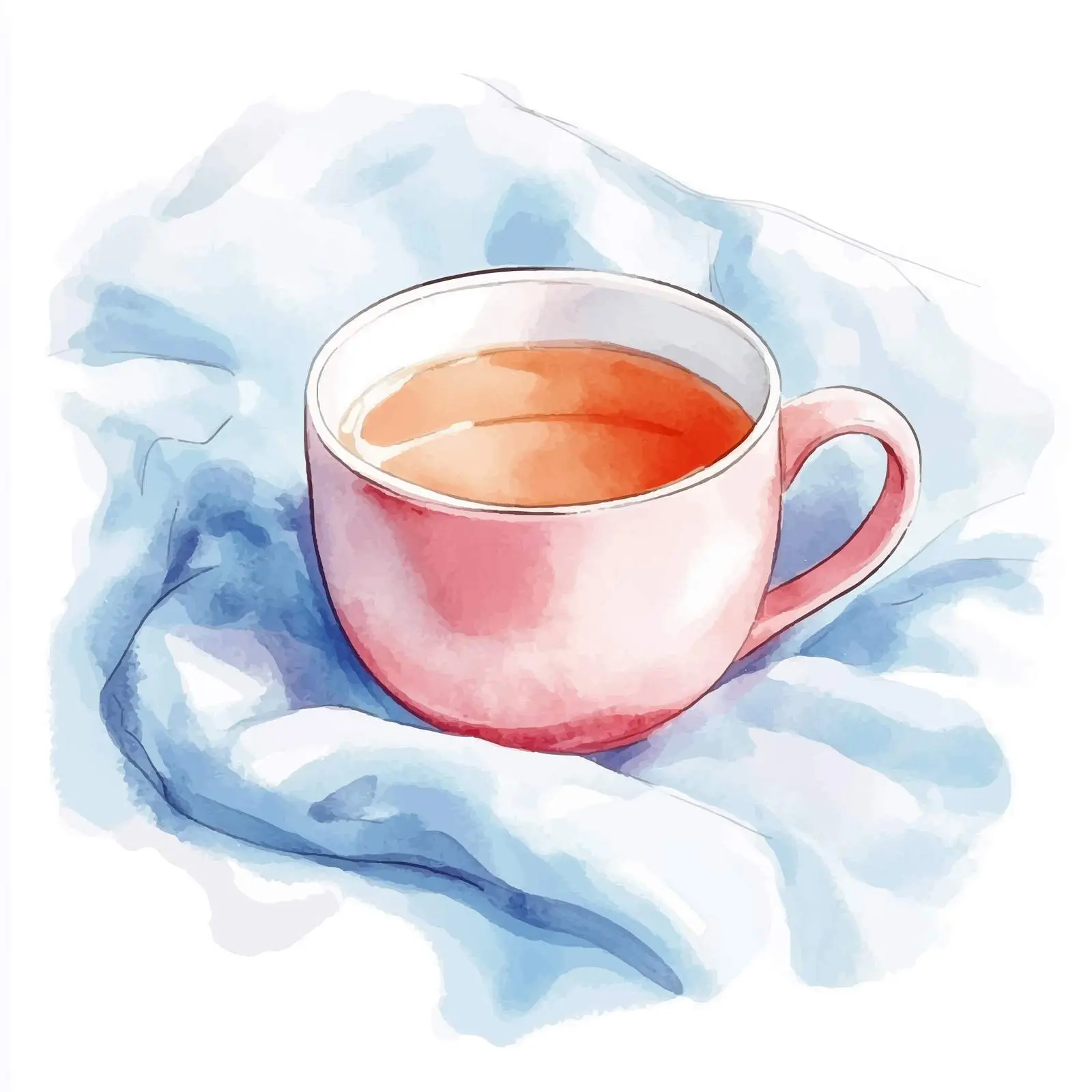 Hand-Drawn Watercolor Pink Tea Cup Sketch — free download from Dotvec