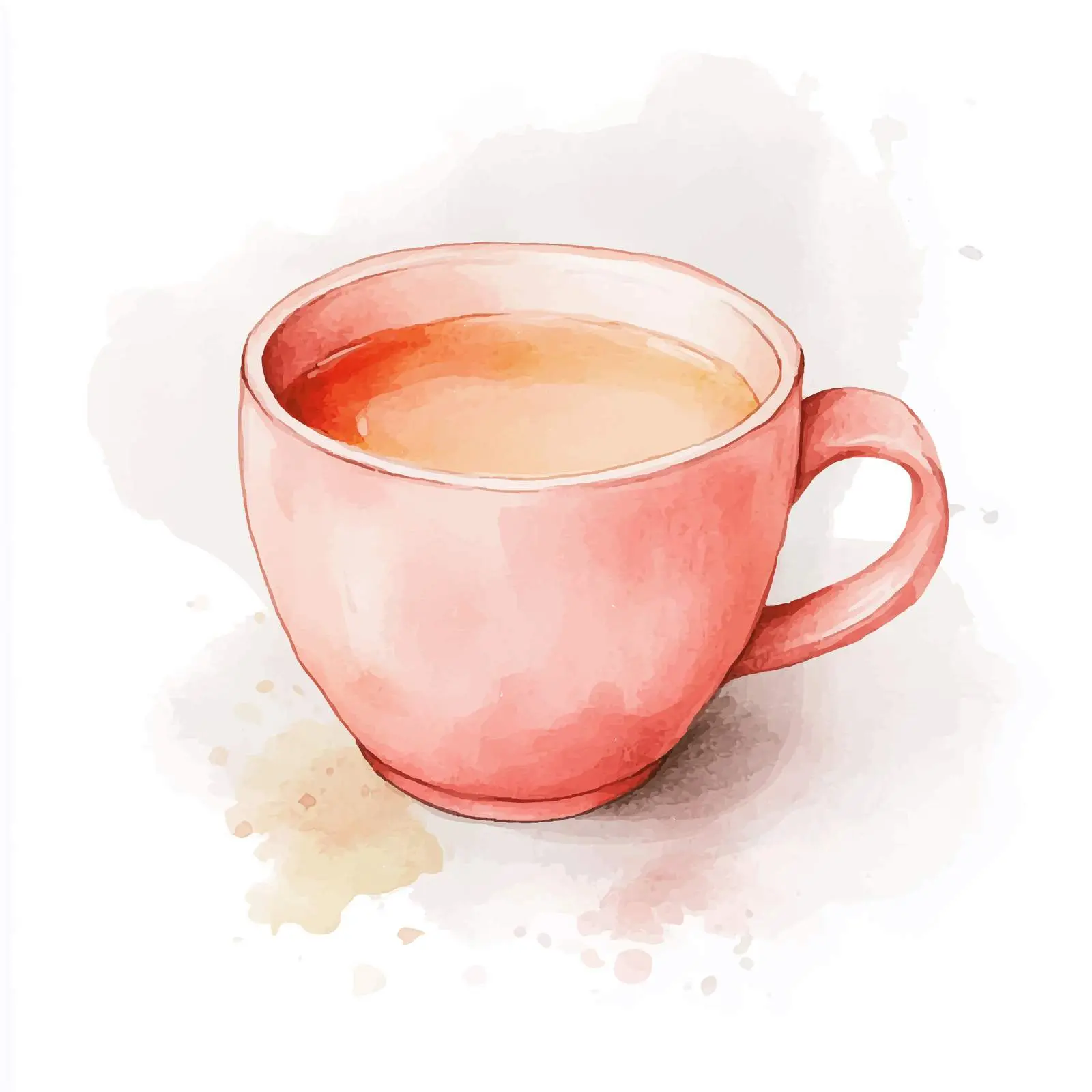 Hand-Drawn Watercolor Cup of Pink Tea — free download from Dotvec