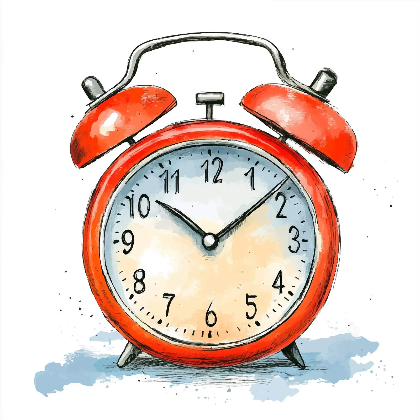 Hand-Drawn Watercolor Red Alarm Clock Vector — free download from Dotvec
