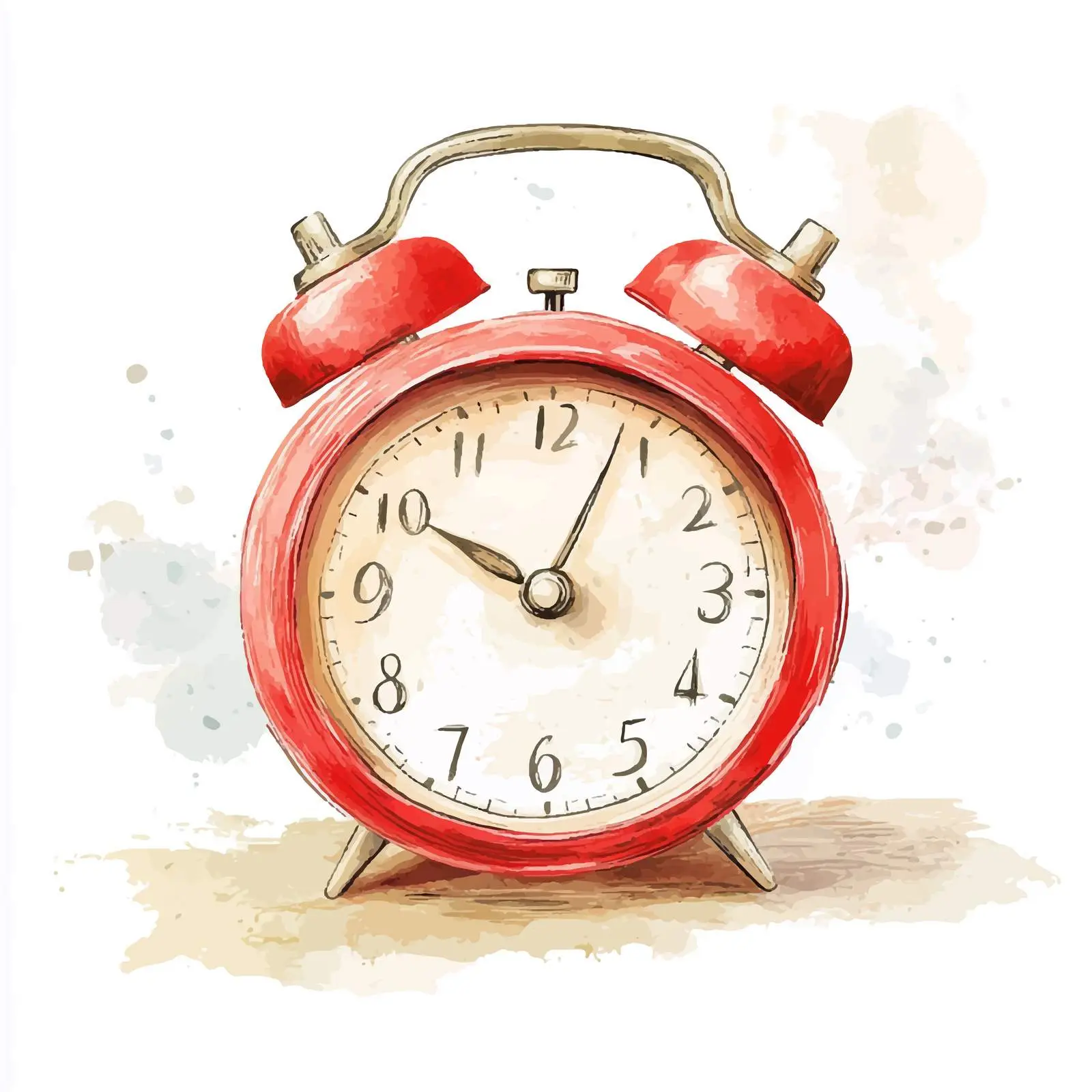 Colorful Hand-Drawn Watercolor Alarm Clock Sketch — free download from Dotvec