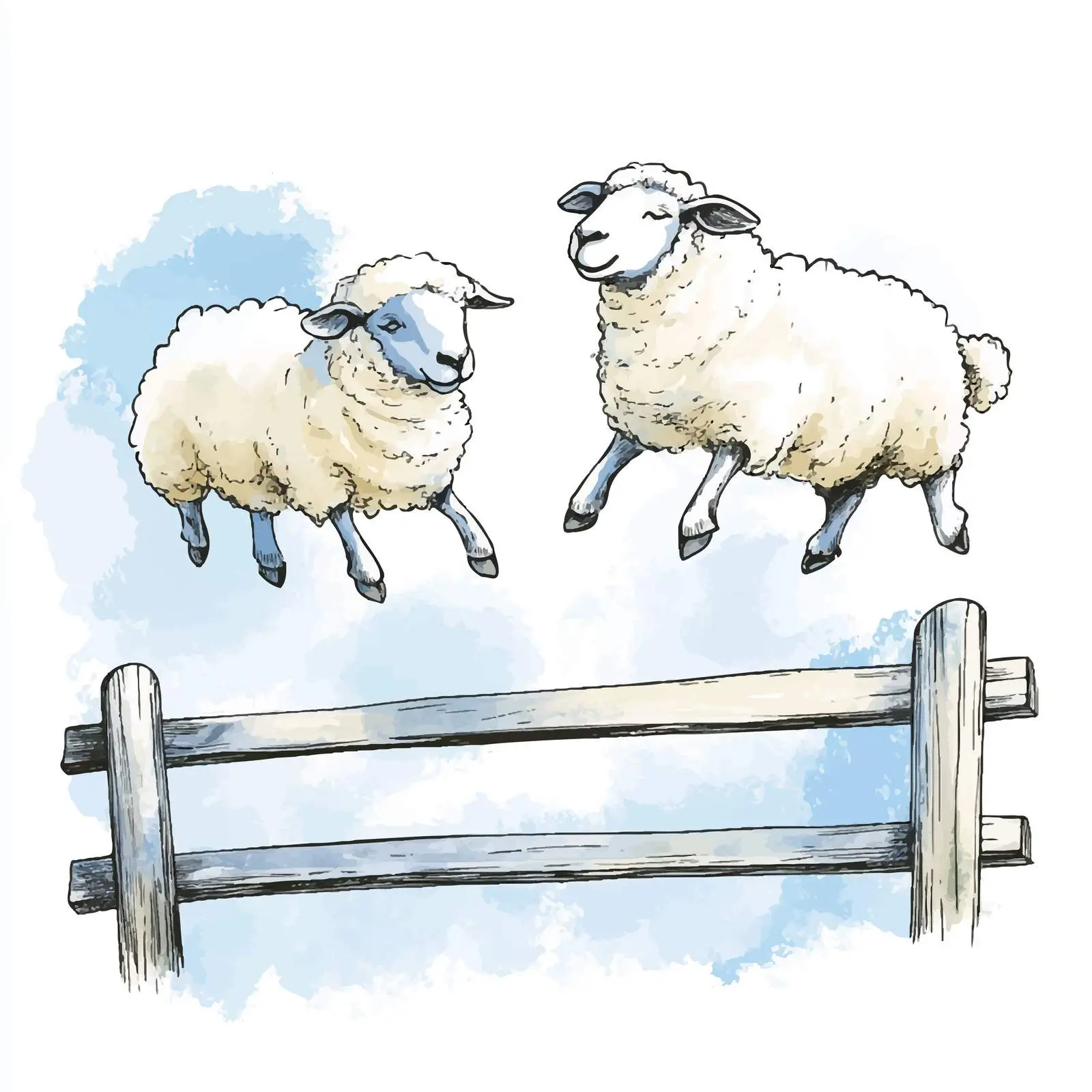 Colorful Watercolor Sketch of Jumping Sheep — free download from Dotvec