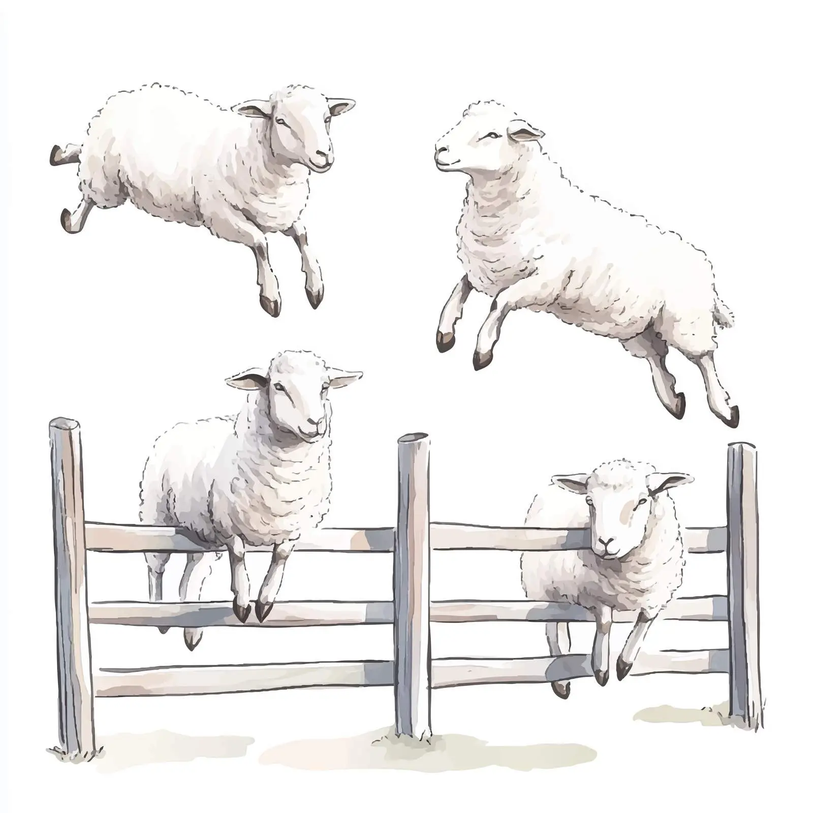 Colorful Hand-Drawn Watercolor Sheep Sketch — free download from Dotvec