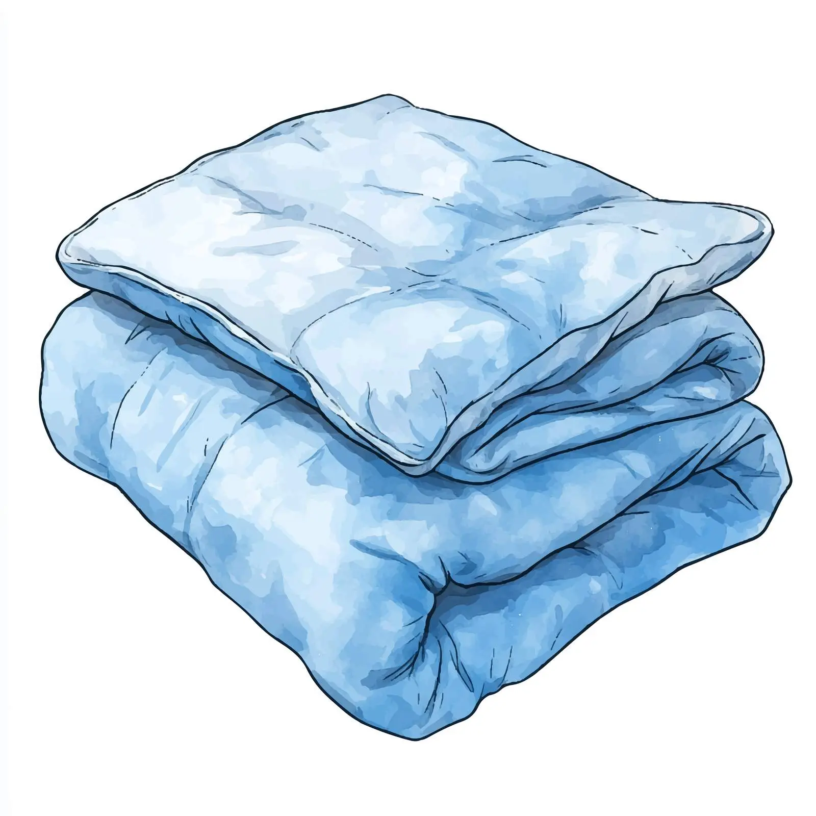 Warm Blue Watercolor Blanket Sketch Vectors — free download from Dotvec