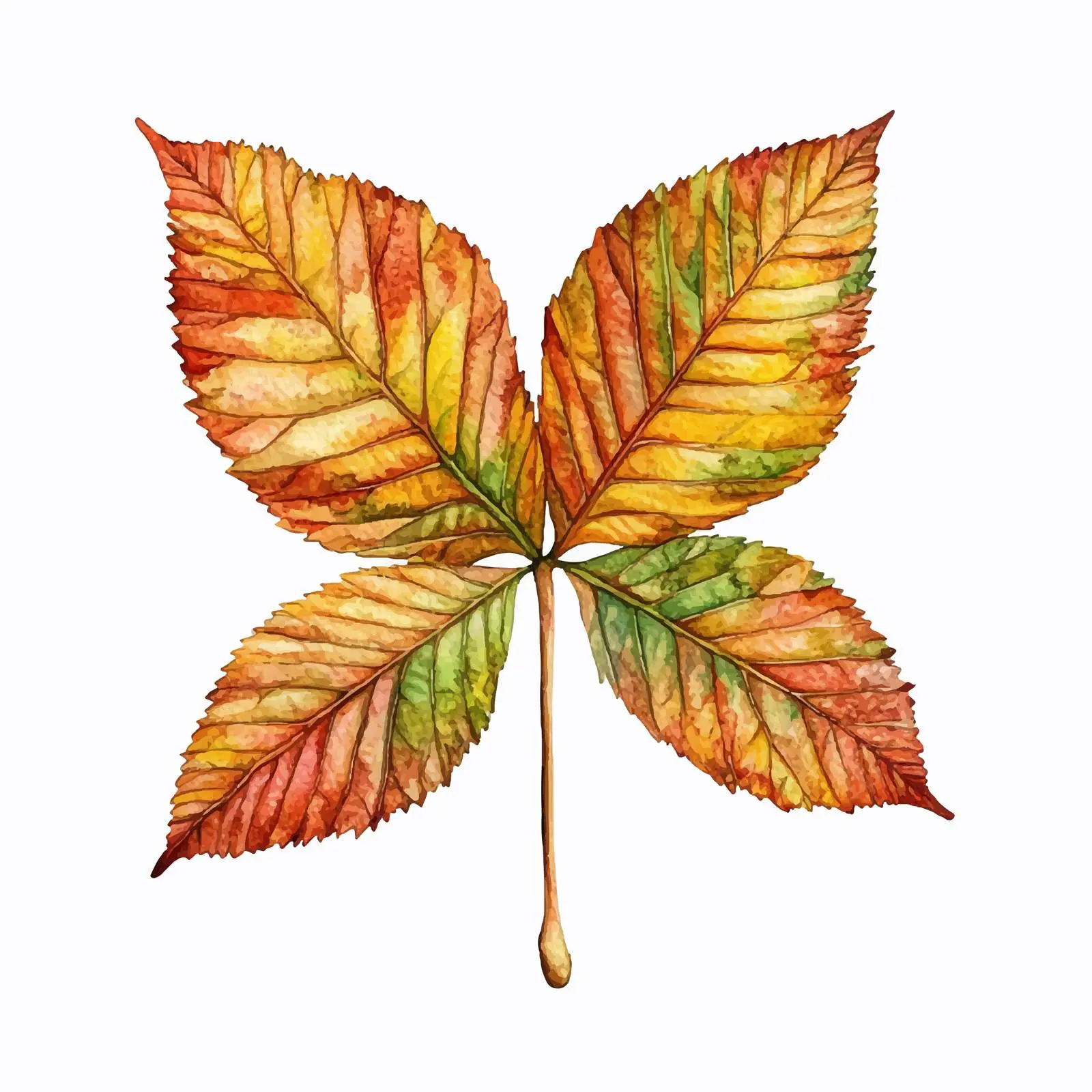 Watercolor Chestnut Leaf in Autumn Artwork — free download from Dotvec