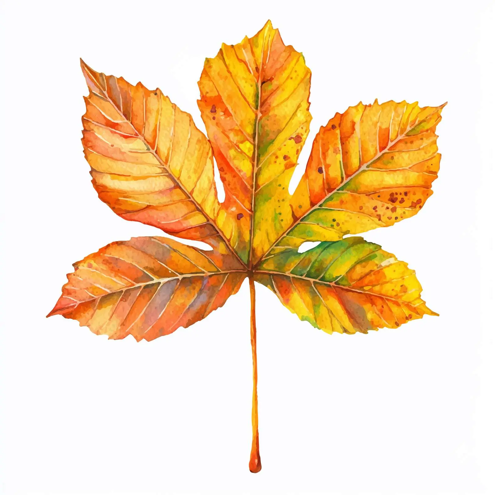 Watercolor Chestnut Leaf in Autumn — free download from Dotvec