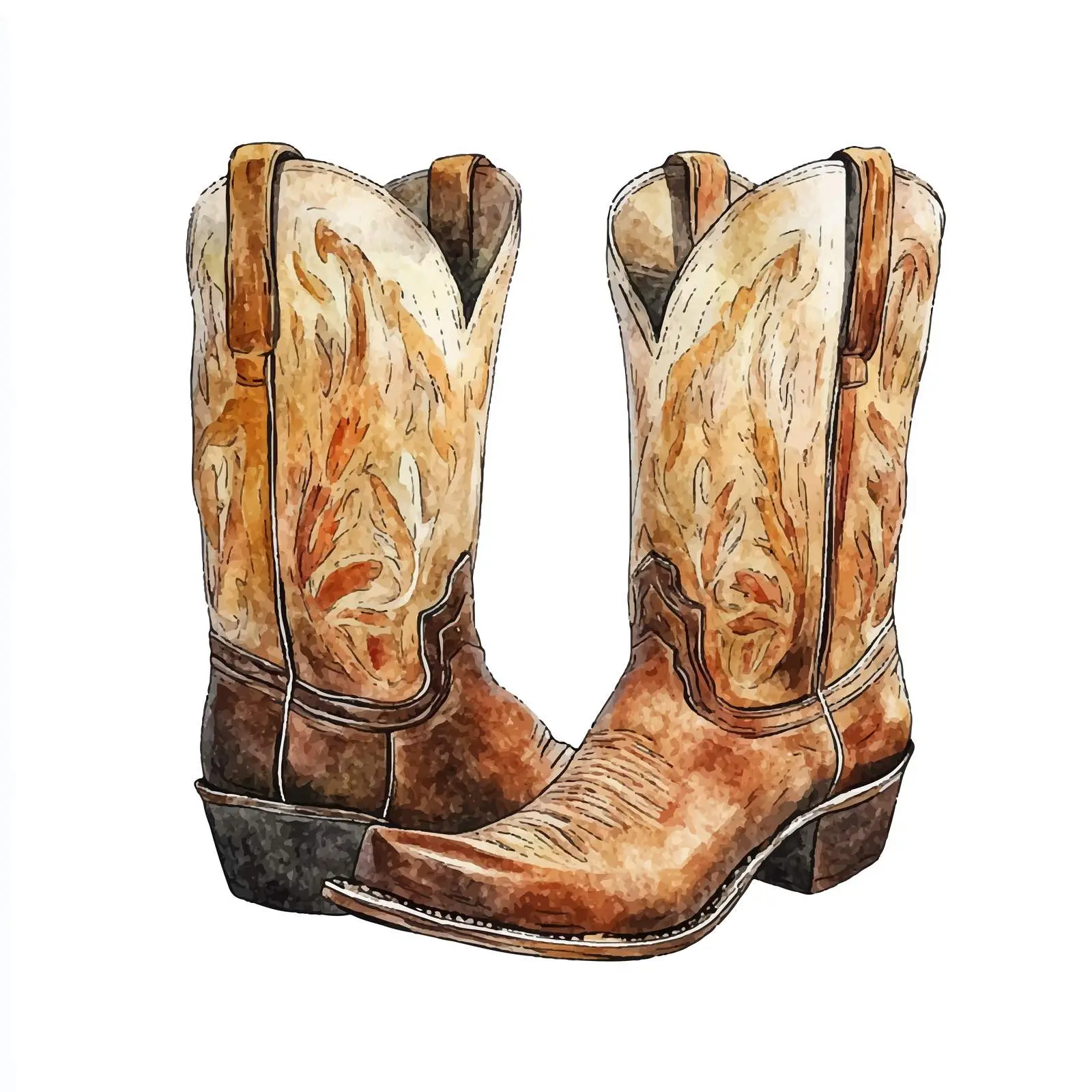 Watercolor Cowboy Boots Vector Illustration – free creative styling image from Dotvec