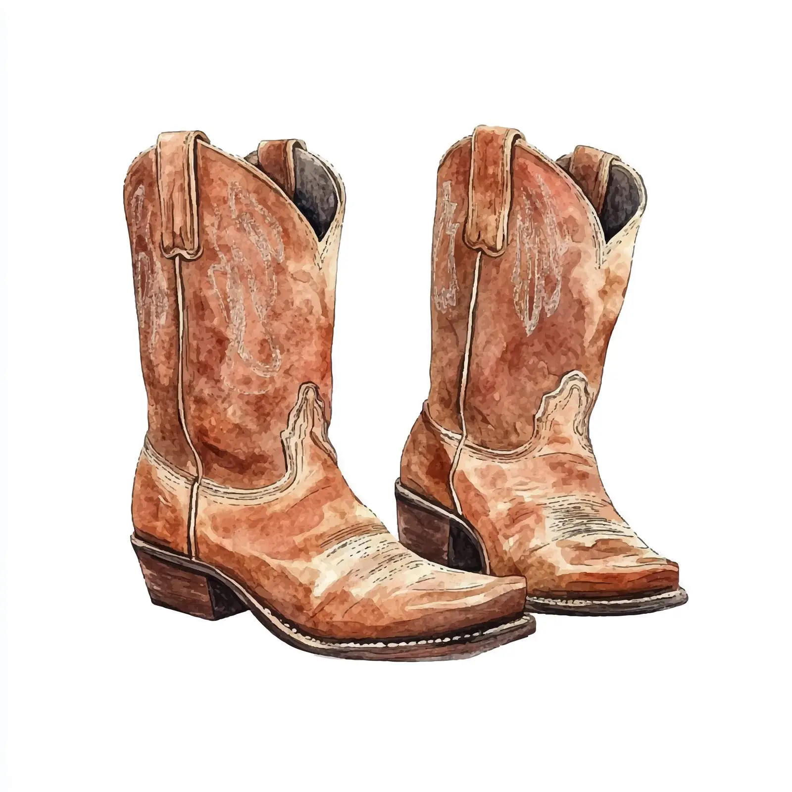 Watercolor Cowboy Boots Western Vector Illustration — free download from Dotvec