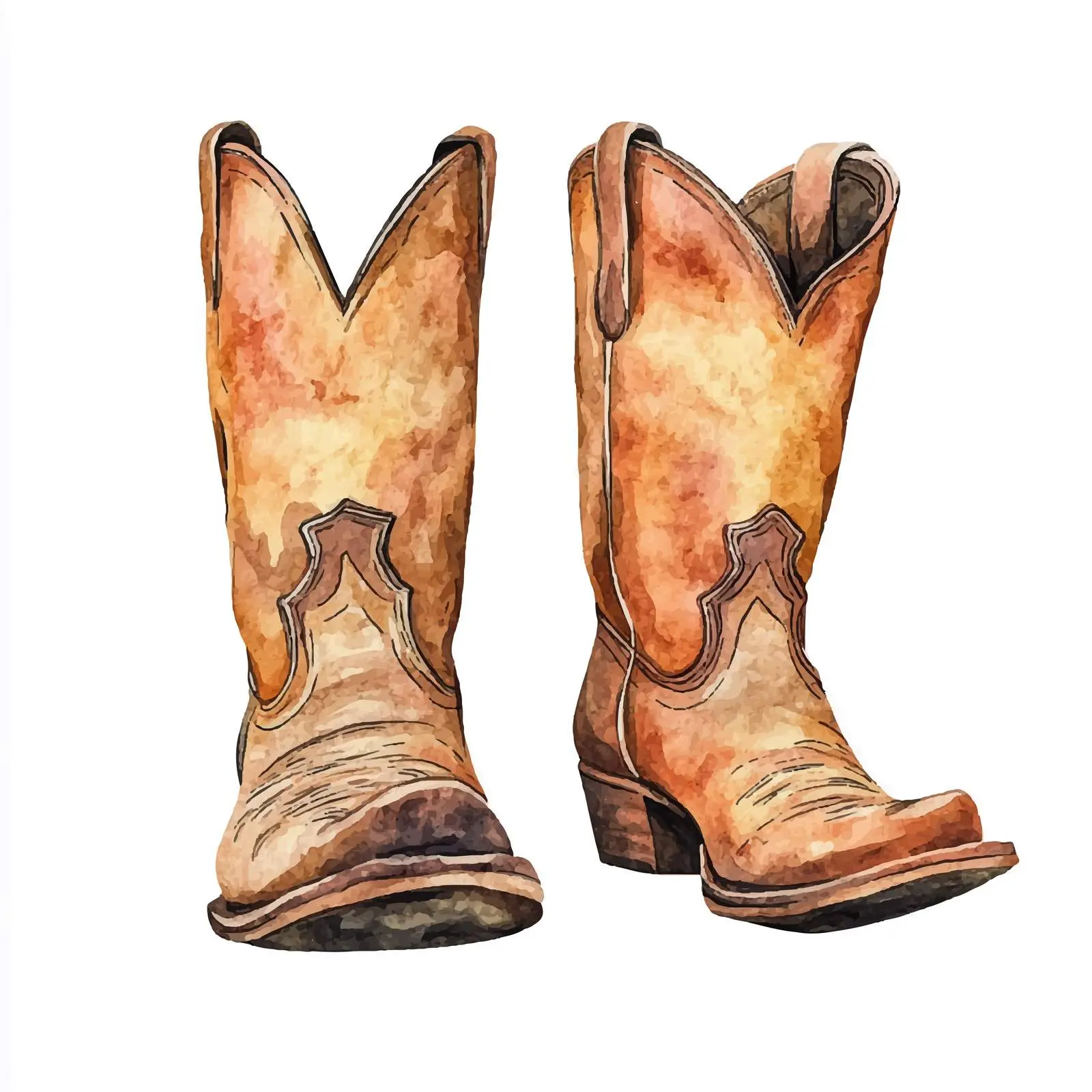 Watercolor Cowboy Boots Western Vector Illustration – free country charm image from Dotvec