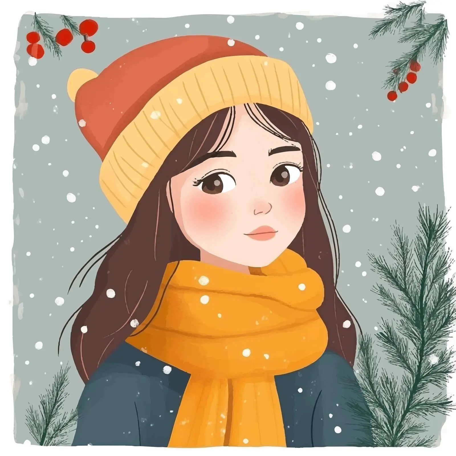 Cute Retro Winter Watercolor Vector Illustration — free download from Dotvec
