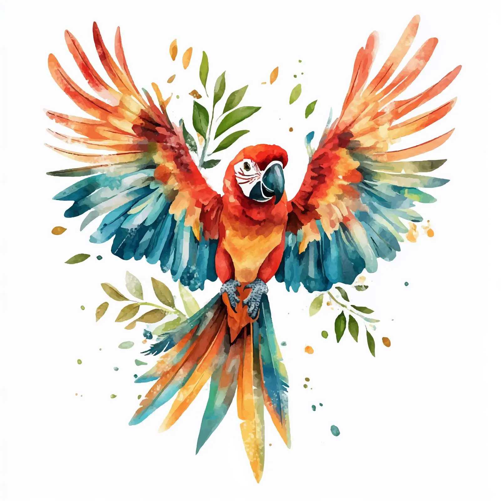 Watercolor Exotic Bird Vector on White Background — free download from Dotvec