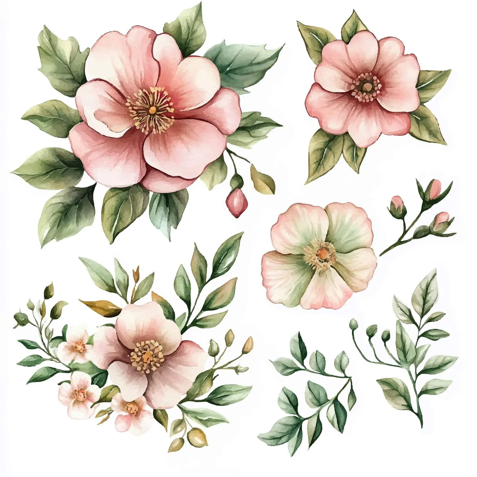 Watercolor Floral Collection Illustration Set — free download from Dotvec