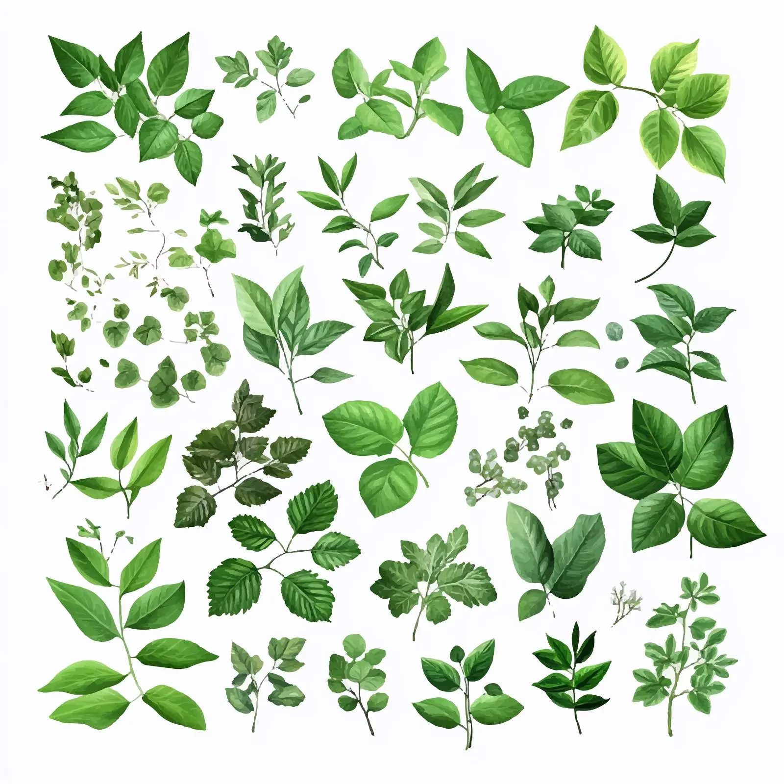 Elegant Watercolor Green Leaves and Branches Vector — free download from Dotvec