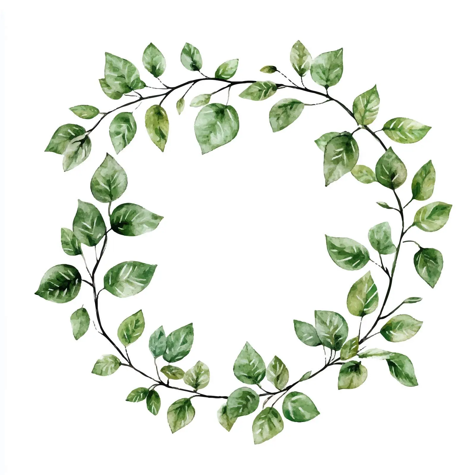 Watercolor Green Leaves and Twigs Floral Set — free download from Dotvec