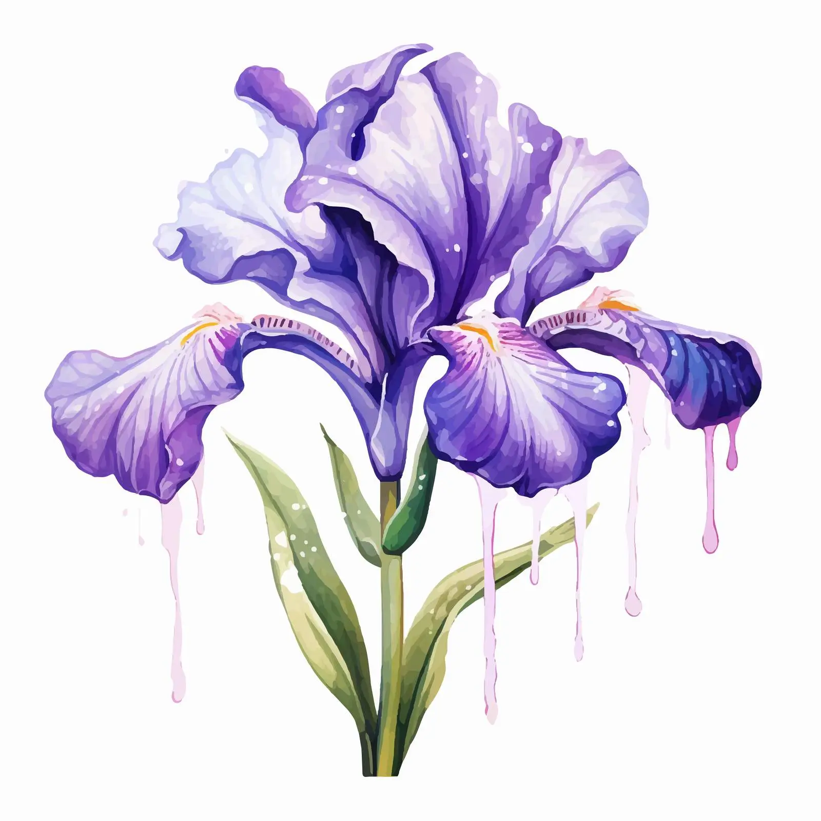 Purple Iris Watercolor Vector Illustration – free splashes image from Dotvec