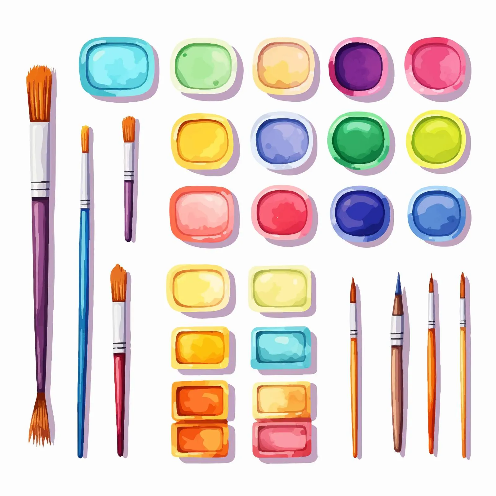 Watercolor and Gouache Paint Brush Vectors – free art workshop image from Dotvec
