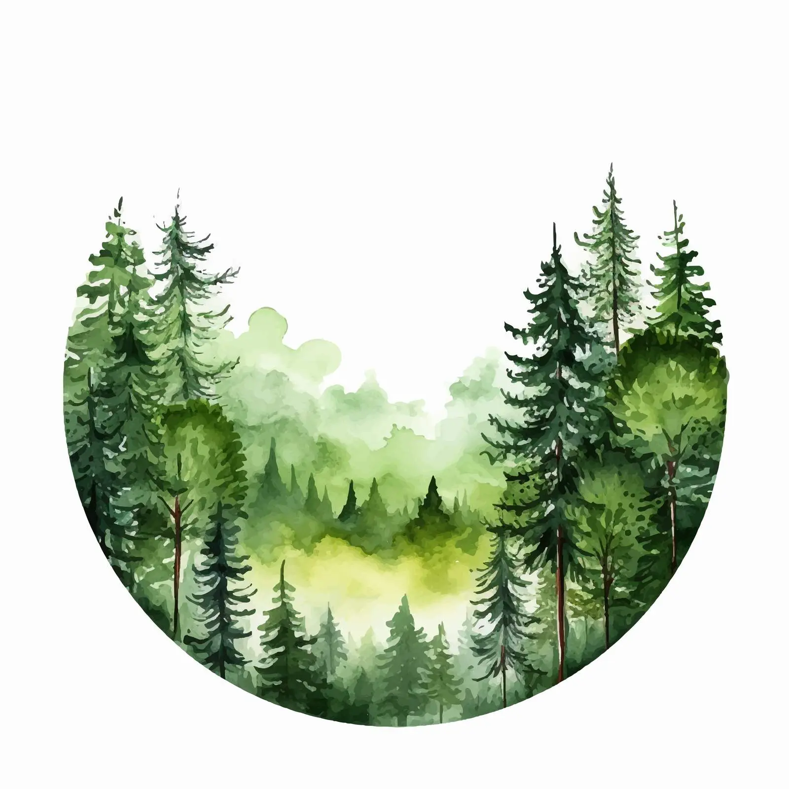 Watercolor Green Forest Silhouette Poster Template — free download from Dotvec