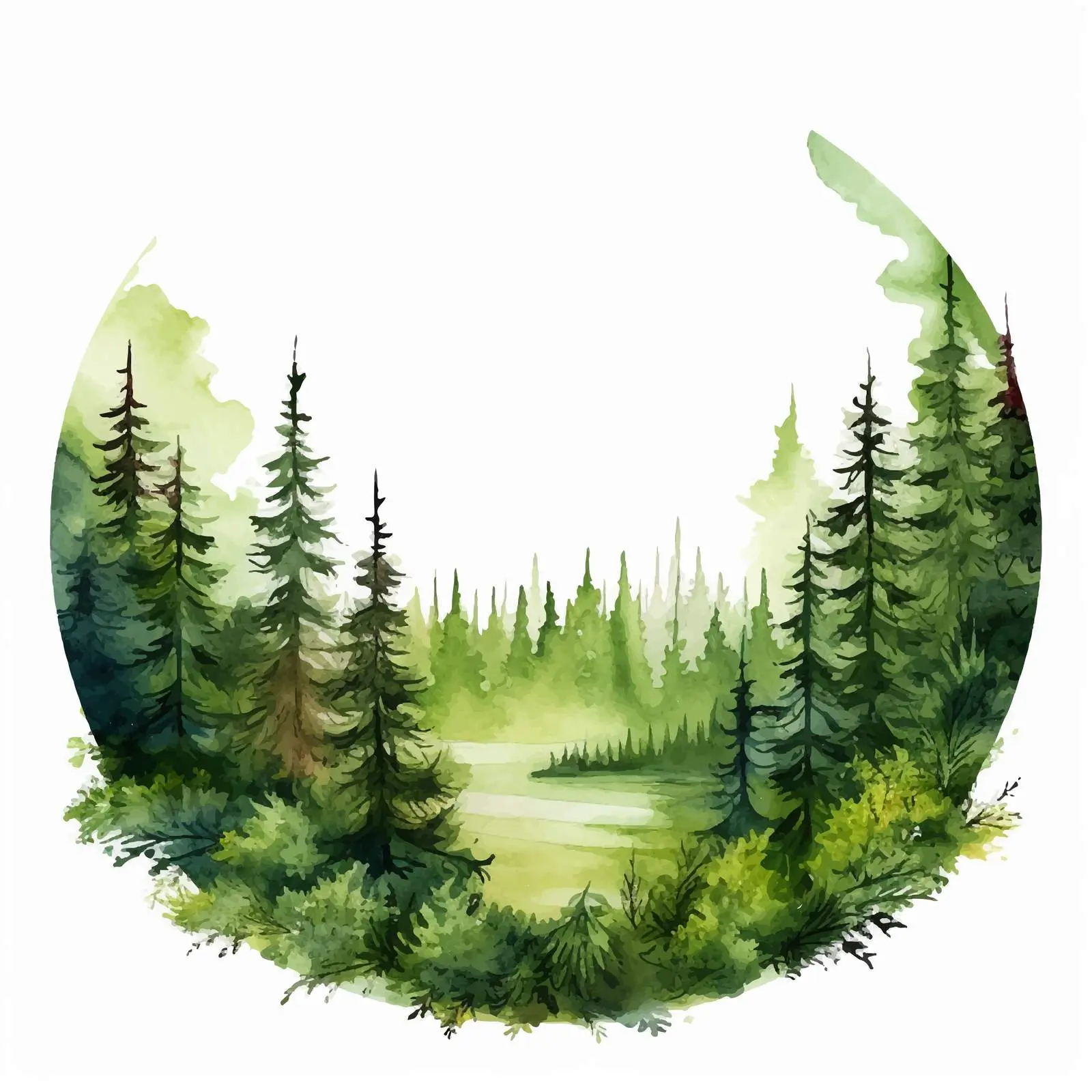 Watercolor Green Forest Poster Template with Trees — free download from Dotvec