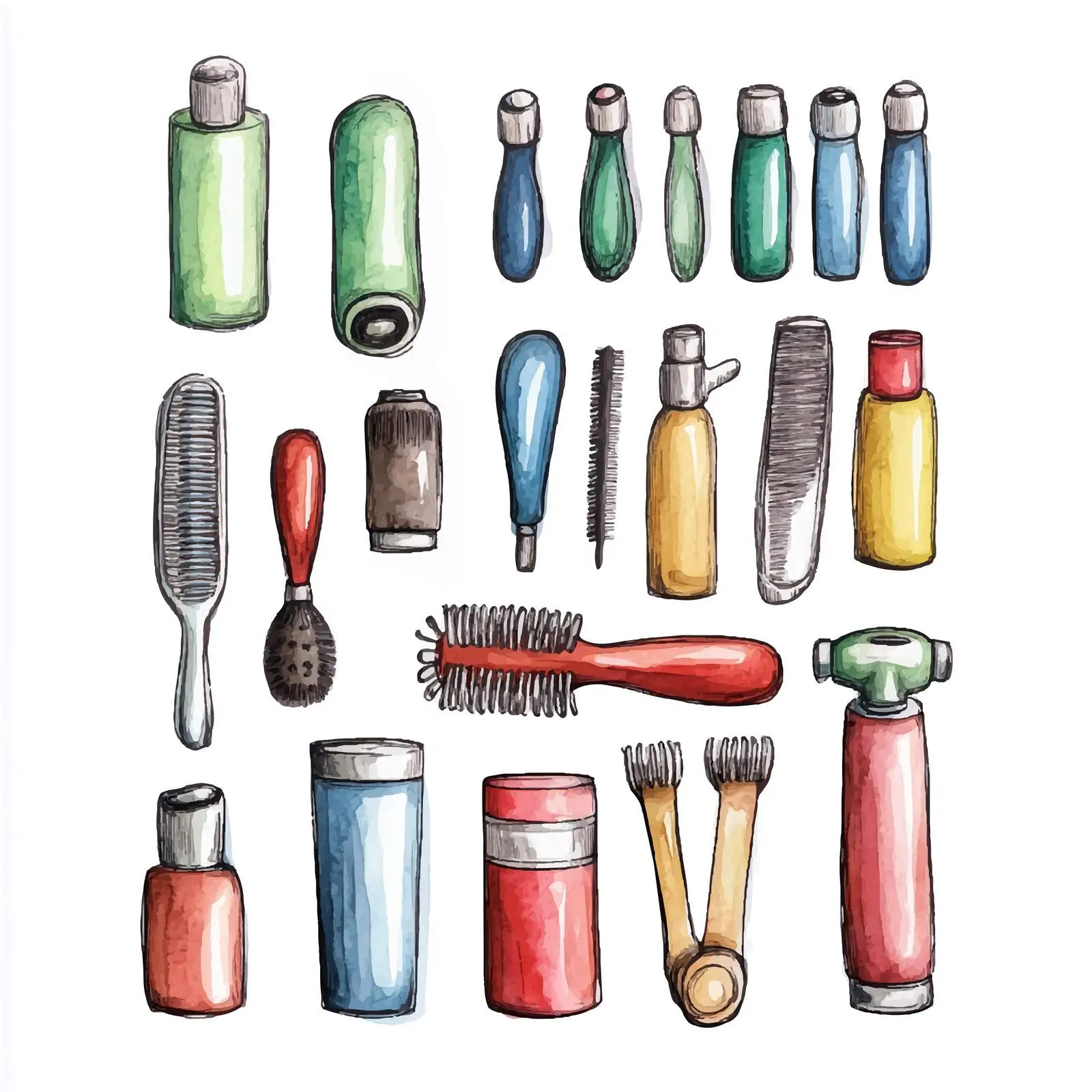 Hand-Drawn Watercolor Curlers and Rollers Illustration — free download from Dotvec